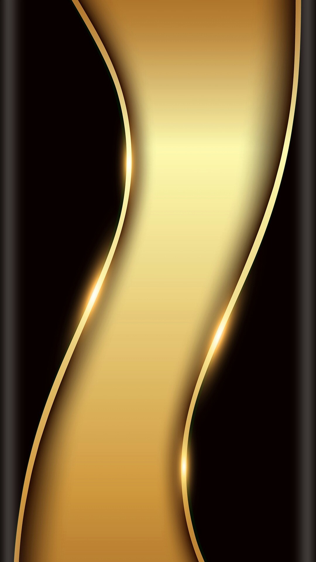 Onda dorata, Nero e oro, Astratto, Full HD, wallpaper per smartphone