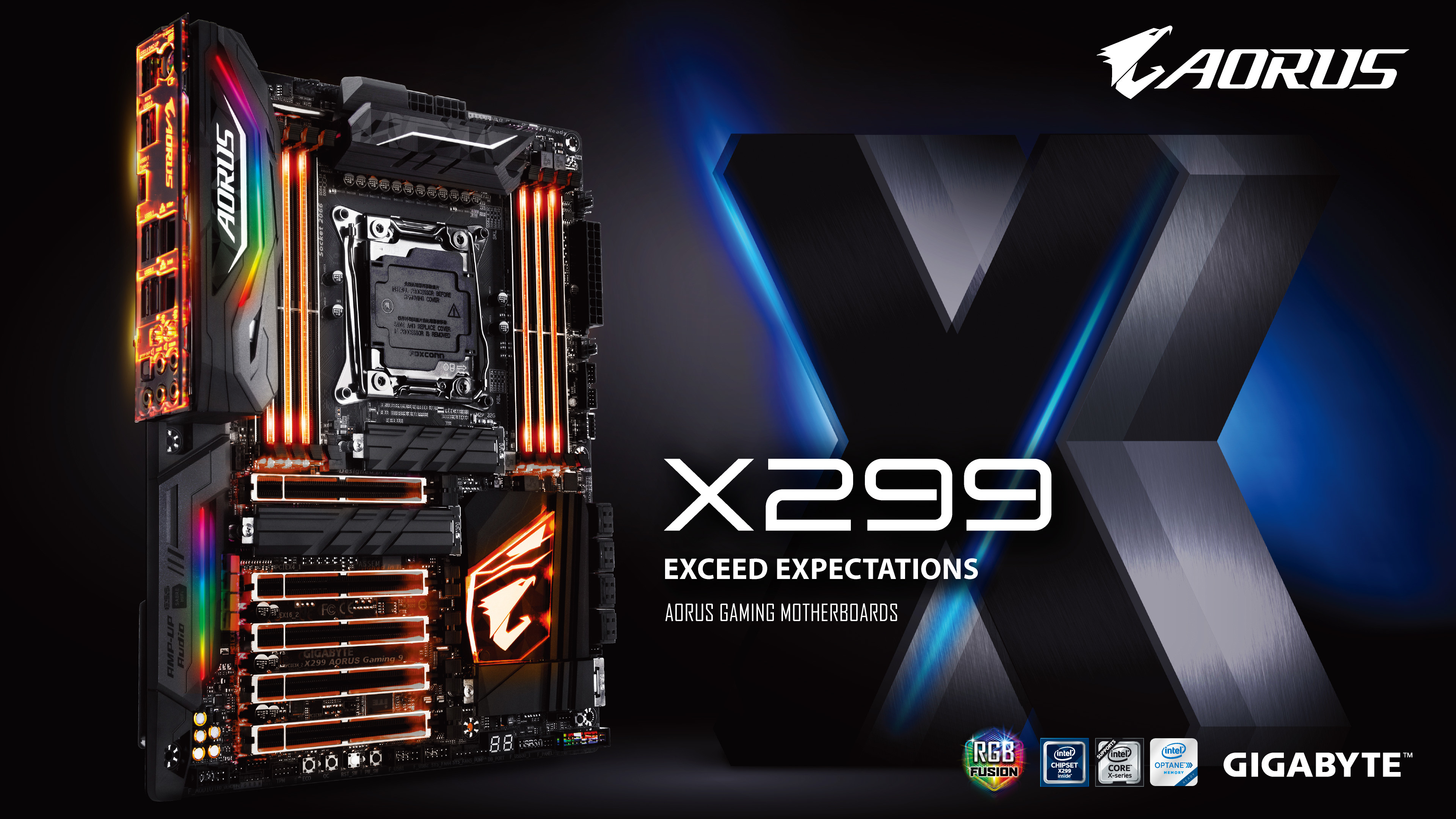 Gigabyte Aorus X299, Scheda madre, Hardware da gaming, RGB, 4K, sfondo per PC e portatile