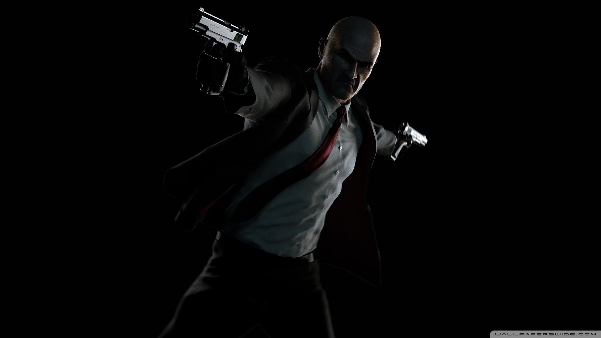 Hitman, Agente 47, Pistole, Sfondo nero, Full HD, wallpaper per portatile