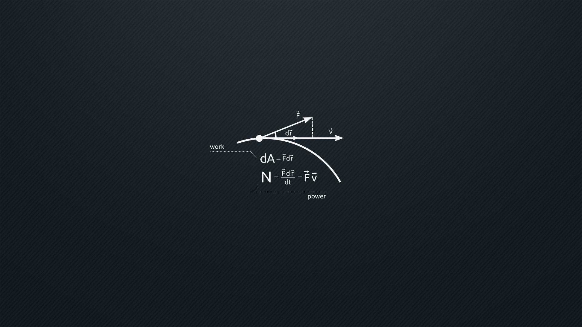 Formule di fisica, Lavoro e potenza, Sfondo scuro, Minimal, 1920x1080, wallpaper desktop