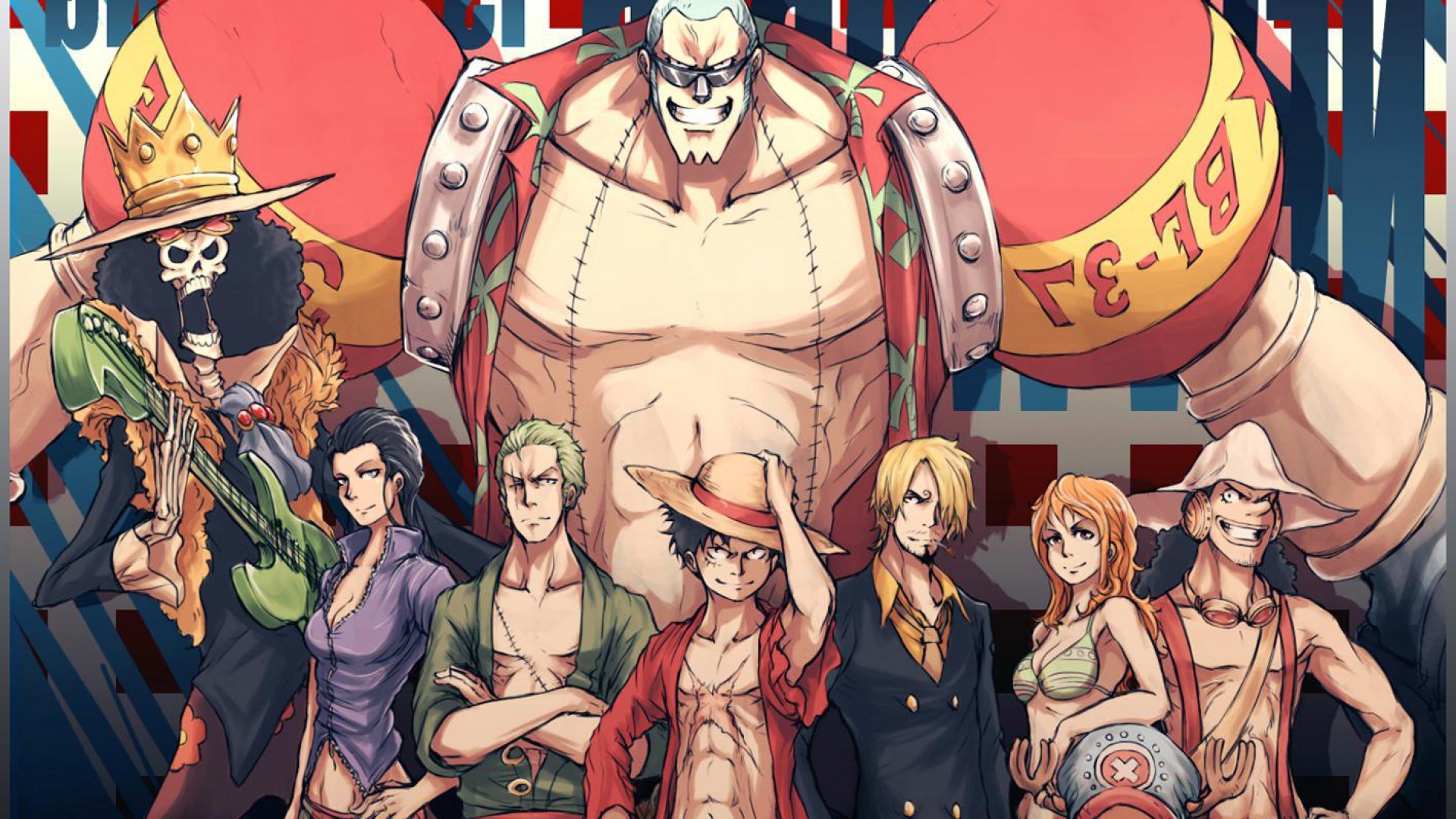 Franky, Brook, Roronoa Zoro, Monkey D. Luffy, One Piece, Ciurma di Cappello di Paglia, sfondo Full HD