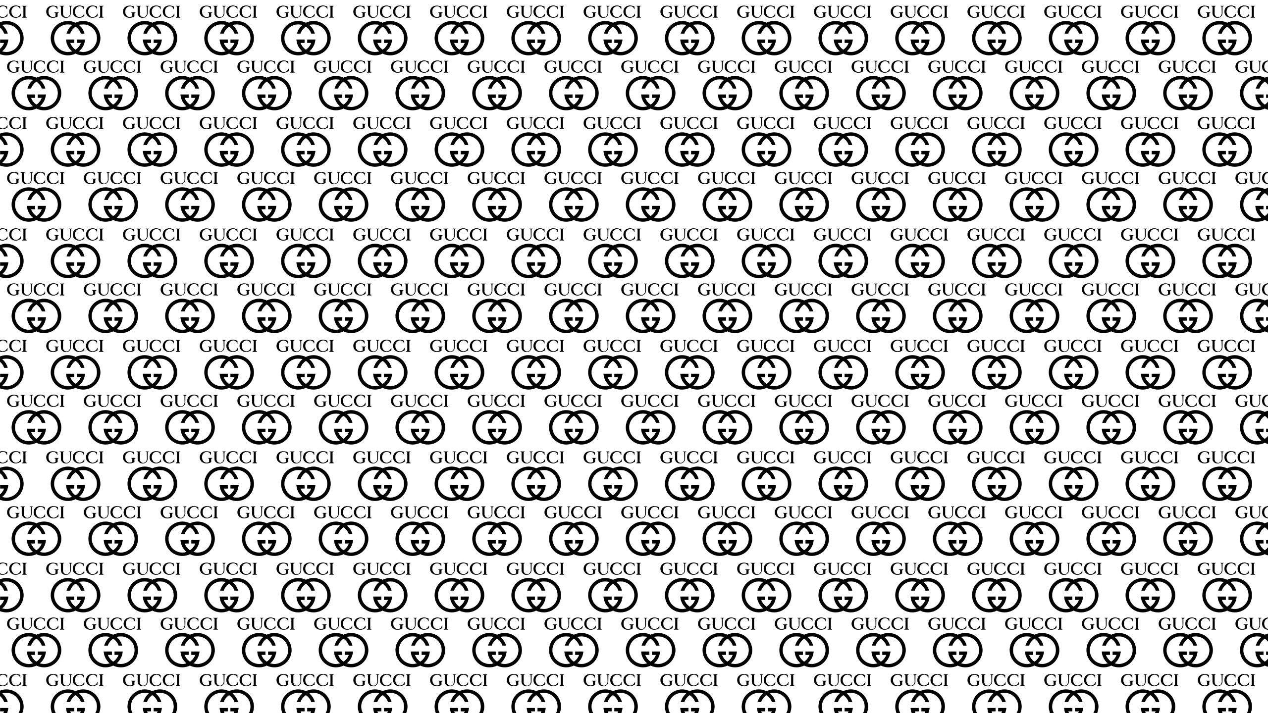 Gucci, Logo GG, Motivo ripetuto, Bianco e nero, 2560x1440, immagine di sfondo
