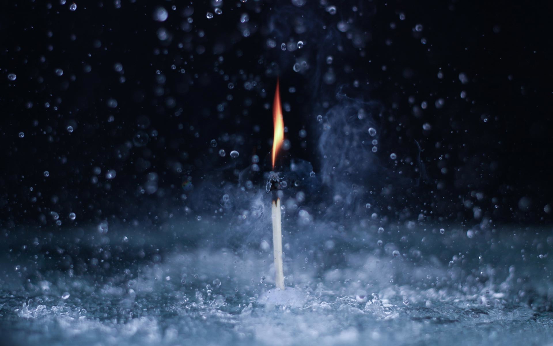Pioggia, Fiammifero, Gocce, Fiamma, 1920x1200, sfondo MacBook Pro
