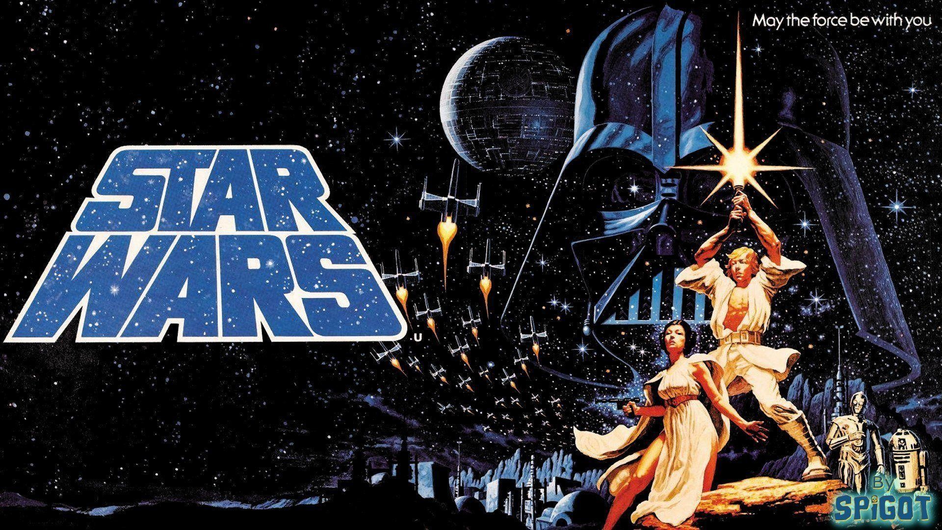 Star Wars, Una nuova speranza, Luke Skywalker, Principessa Leia, Darth Vader, Locandina, sfondo per PC