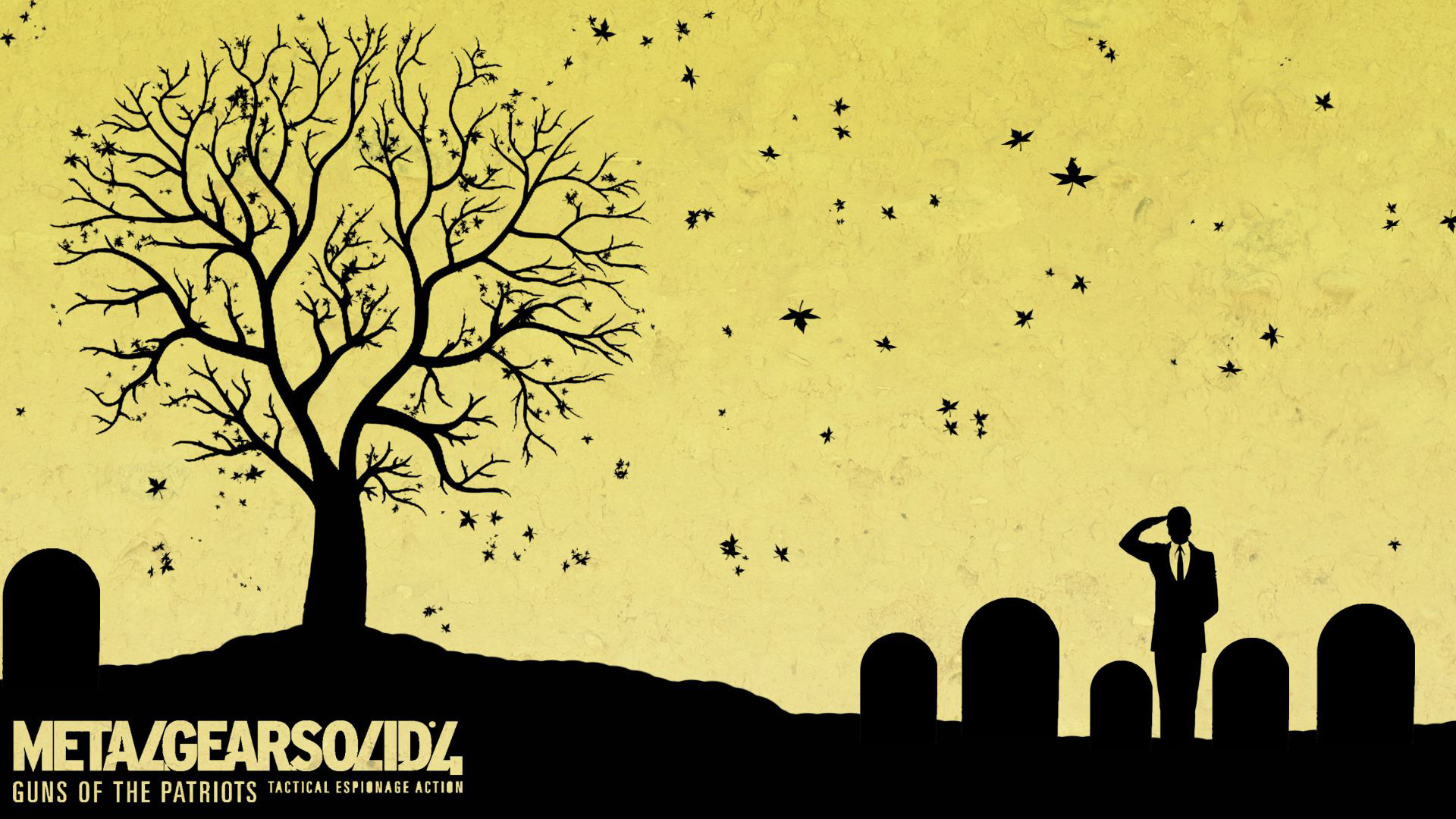 Metal Gear Solid 4: Guns of the Patriots, Silhouette, Cimitero, Albero, Giallo, immagine di sfondo