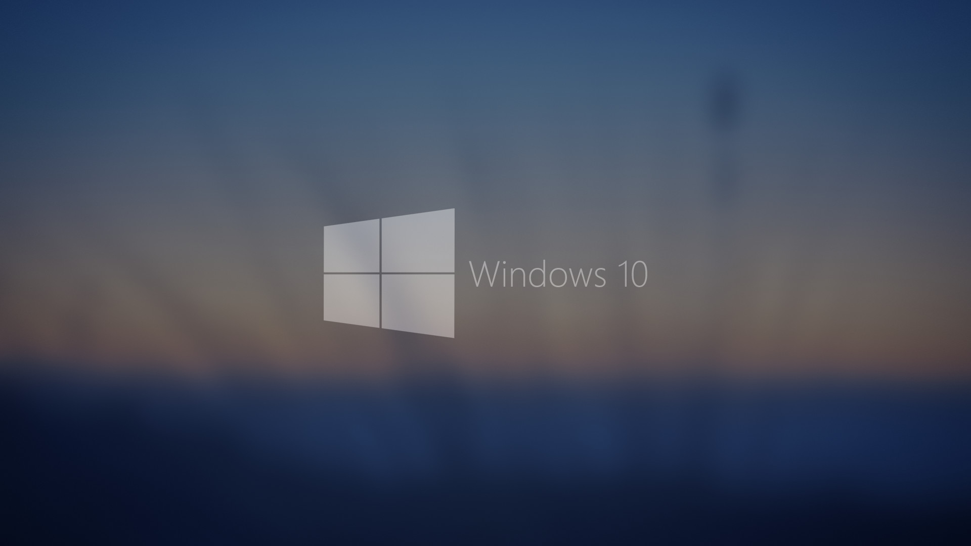 Windows 10, Logo Windows, Sfocato, Tramonto, 16:9 Full HD, sfondo widescreen