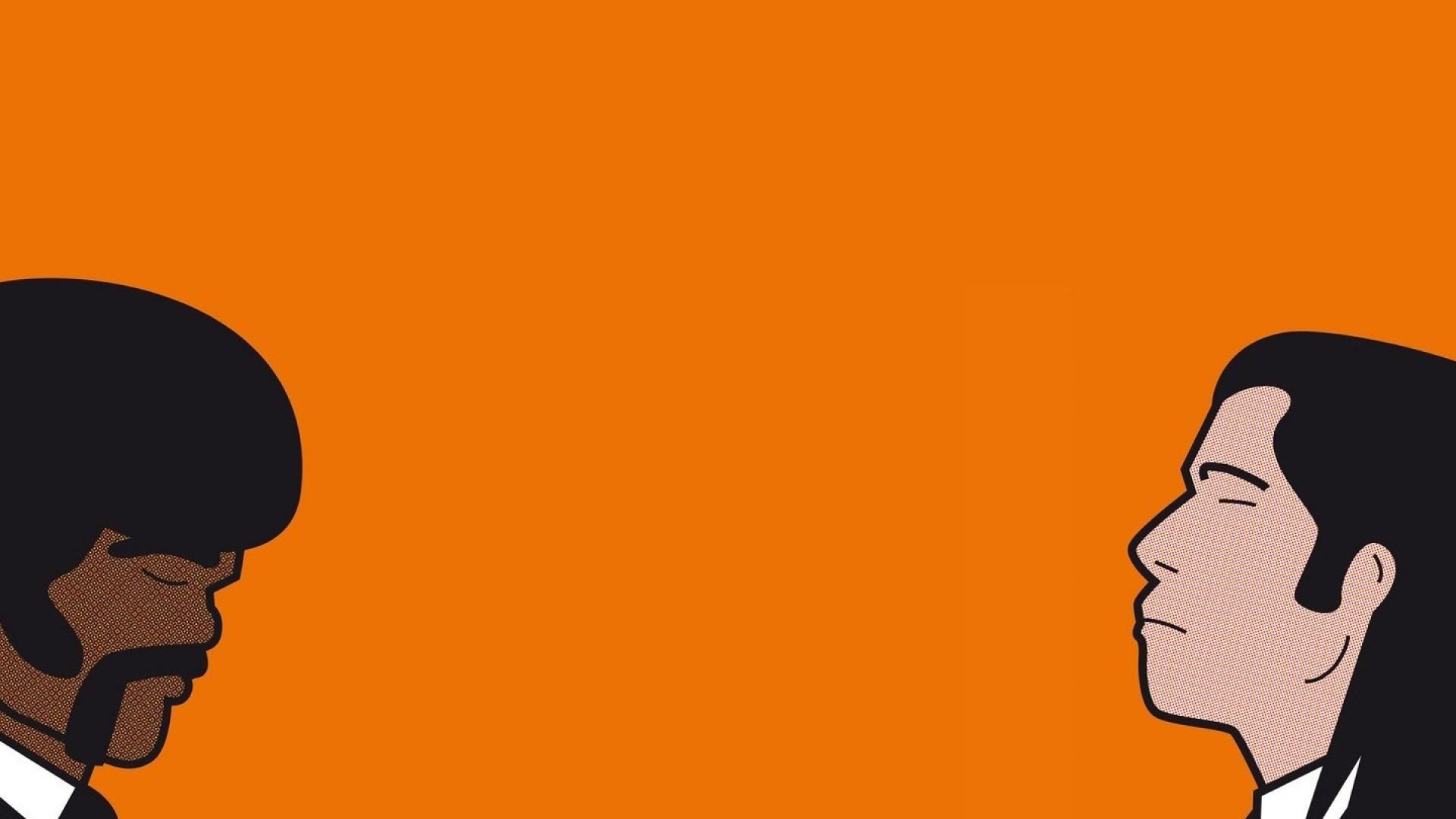 Jules Winnfield, Vincent Vega, Pulp Fiction, Sfondo arancione, 1920x1080, wallpaper desktop
