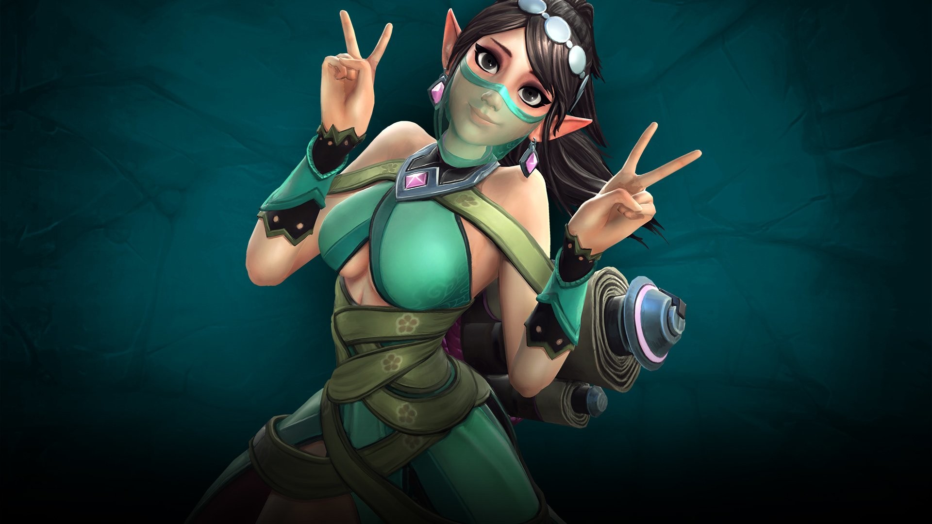 Ying, Paladins, Sfondo verde acqua, Full HD, wallpaper desktop