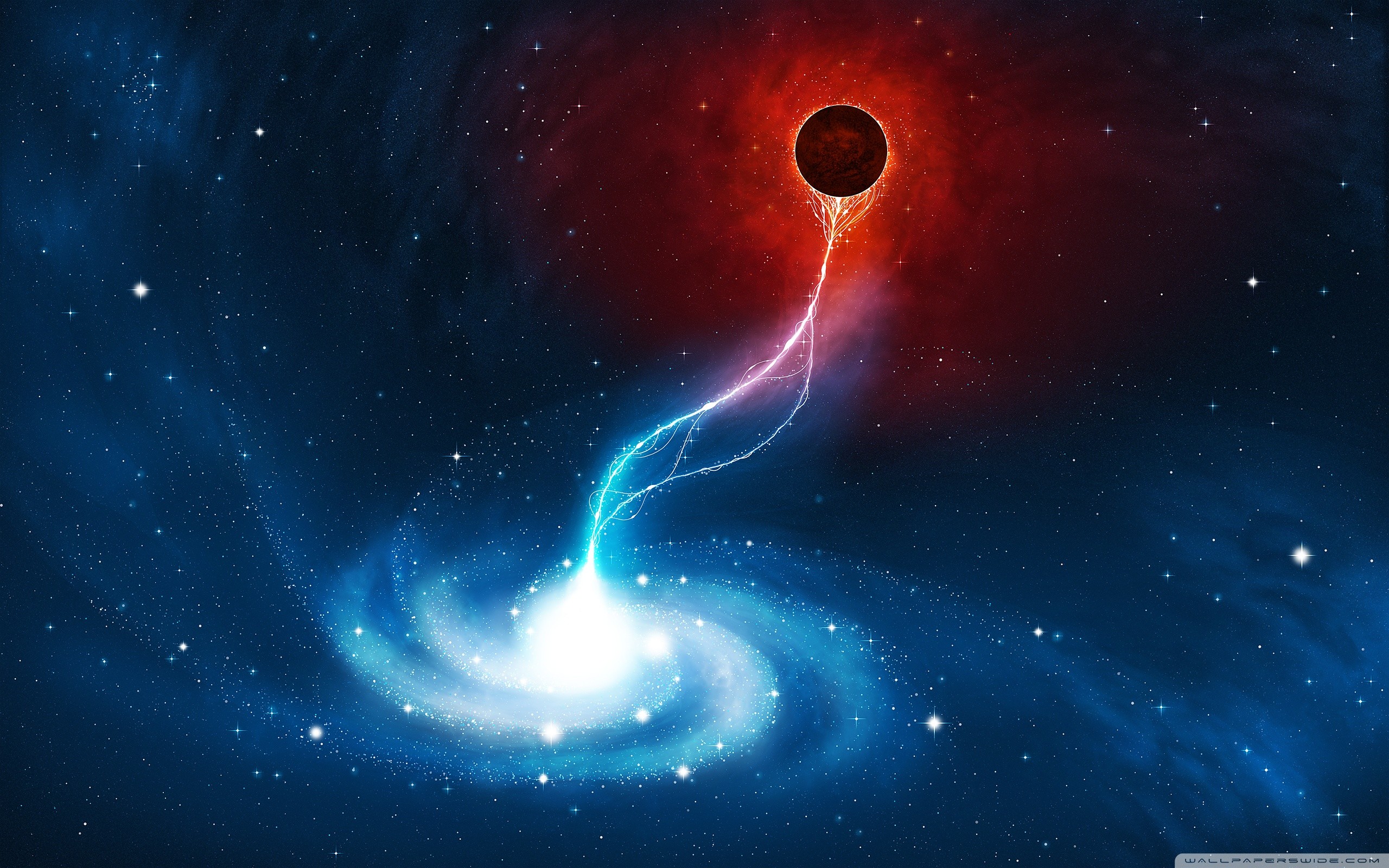 Galassia a spirale, Pianeta, Spazio, Arte digitale, Blu, 2560x1600, sfondo per PC