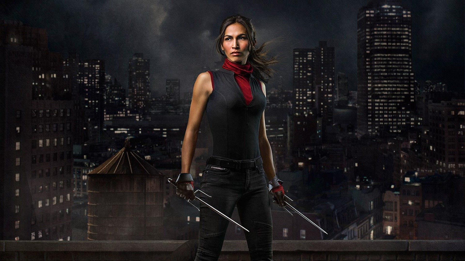 Elektra, Élodie Yung, Daredevil (serie TV), Sai, Tetto, Notte, Full HD, sfondo per PC e portatile