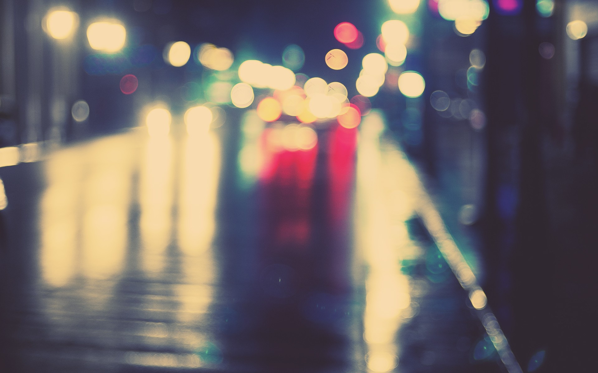 Bokeh, Strada notturna, Pioggia, Luci, 16:10 Full HD, wallpaper widescreen
