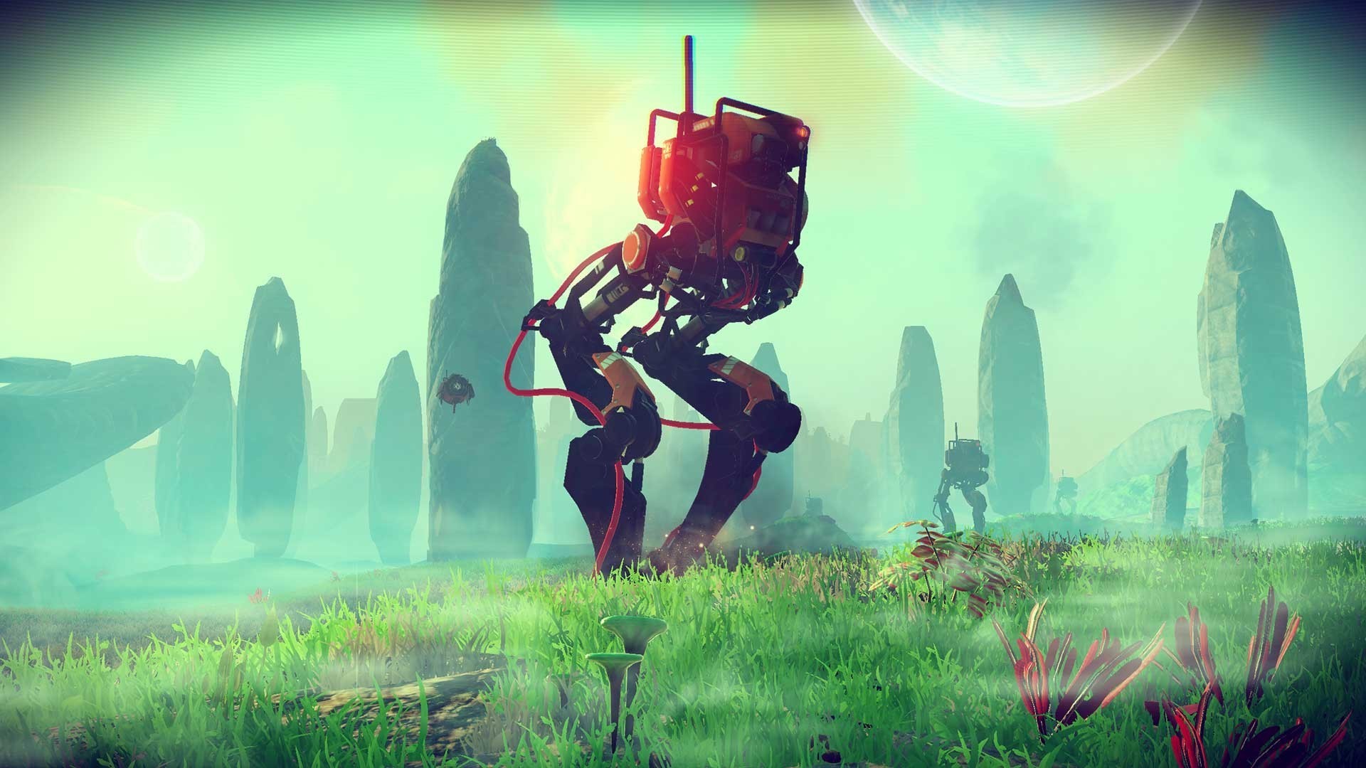 No Man's Sky, Sentinella, Robot camminatore, Monoliti, Full HD, sfondo desktop