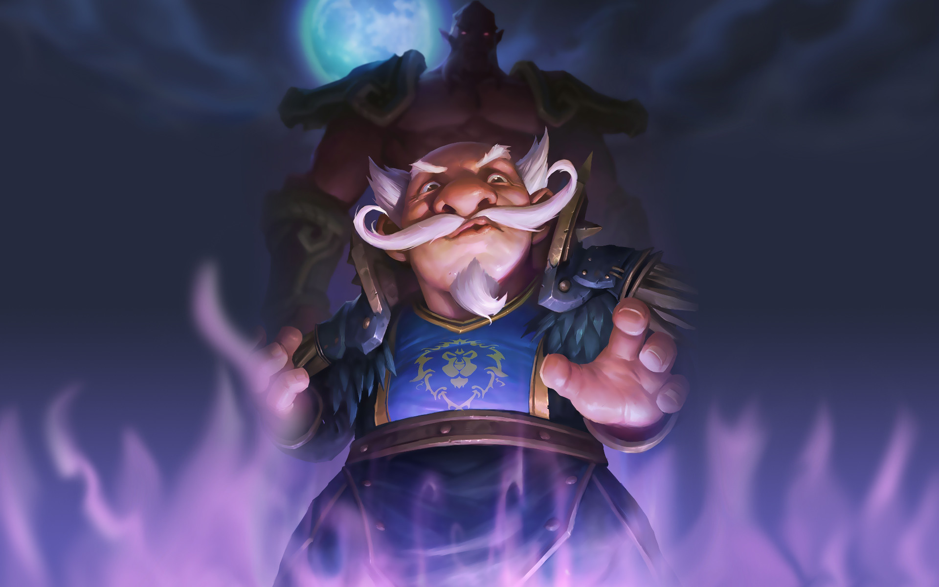 Hearthstone, Fiamme viola, Luna, 1920x1200, wallpaper desktop