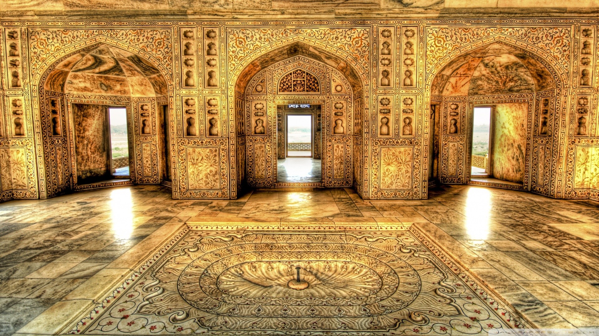 Forte Rosso di Agra, India, Architettura Moghul, Interni, Mosaico, sfondo desktop 1920x1080