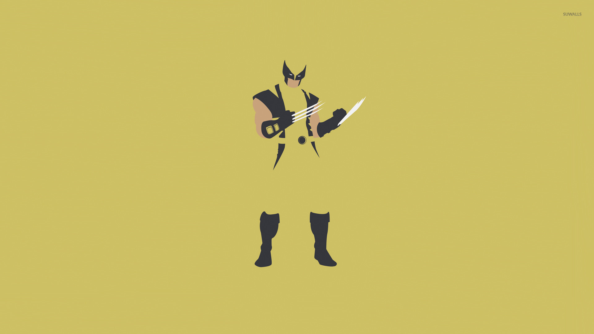 Wolverine, Minimalismo, Silhouette, Sfondo giallo, Full HD, wallpaper desktop