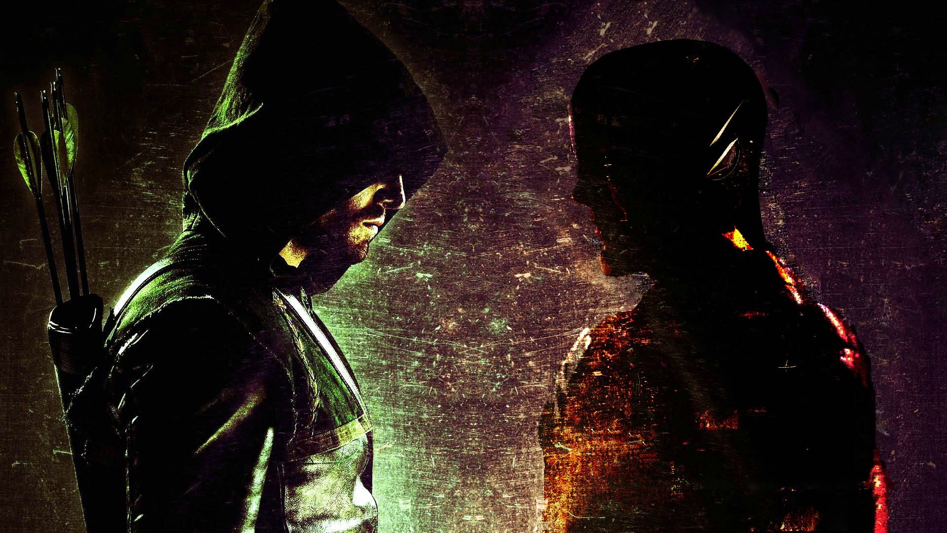 Freccia Verde, Flash, Arrowverse, Silhouette, Full HD, sfondo desktop
