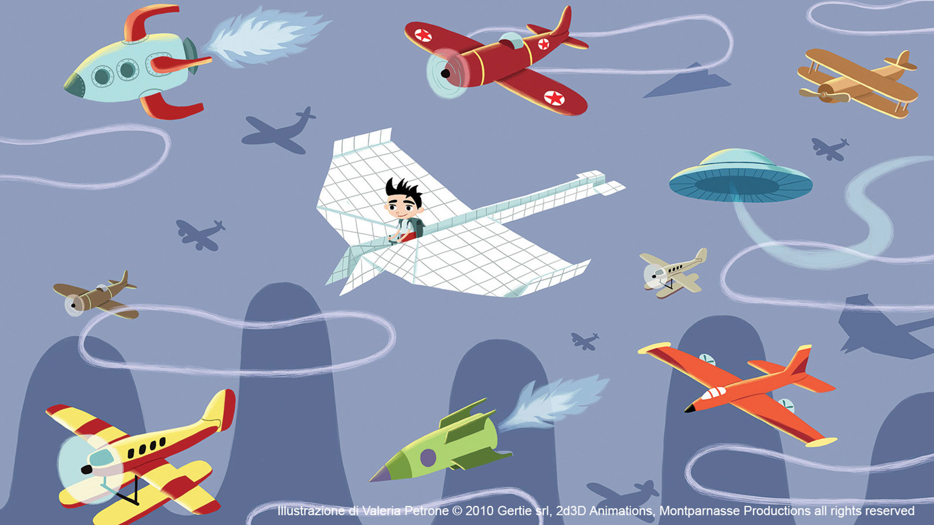 Aeroplanino di carta, Bambino, Aerei, Illustrazione, 1920x1080, sfondo per PC