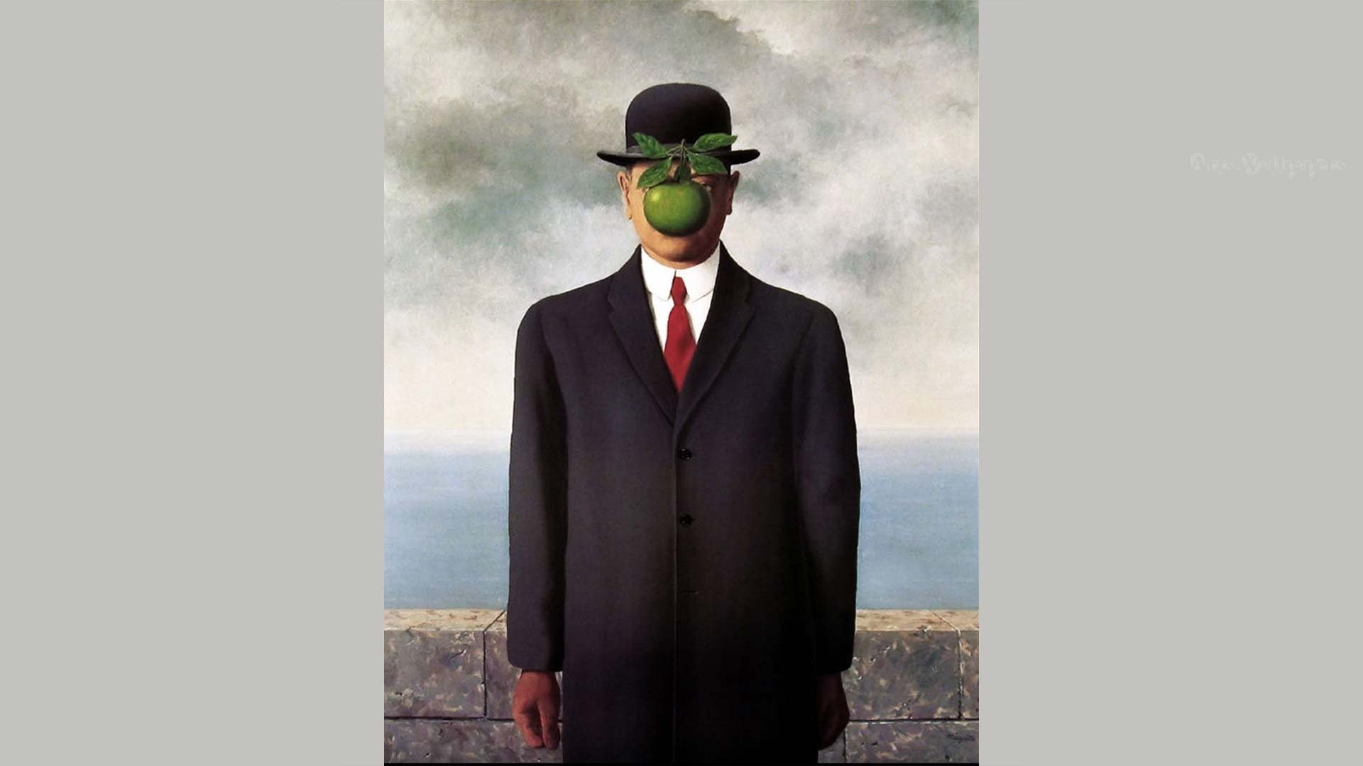 Il figlio dell'uomo, René Magritte, Surrealismo, Mela verde, Bombetta, sfondo per portatile