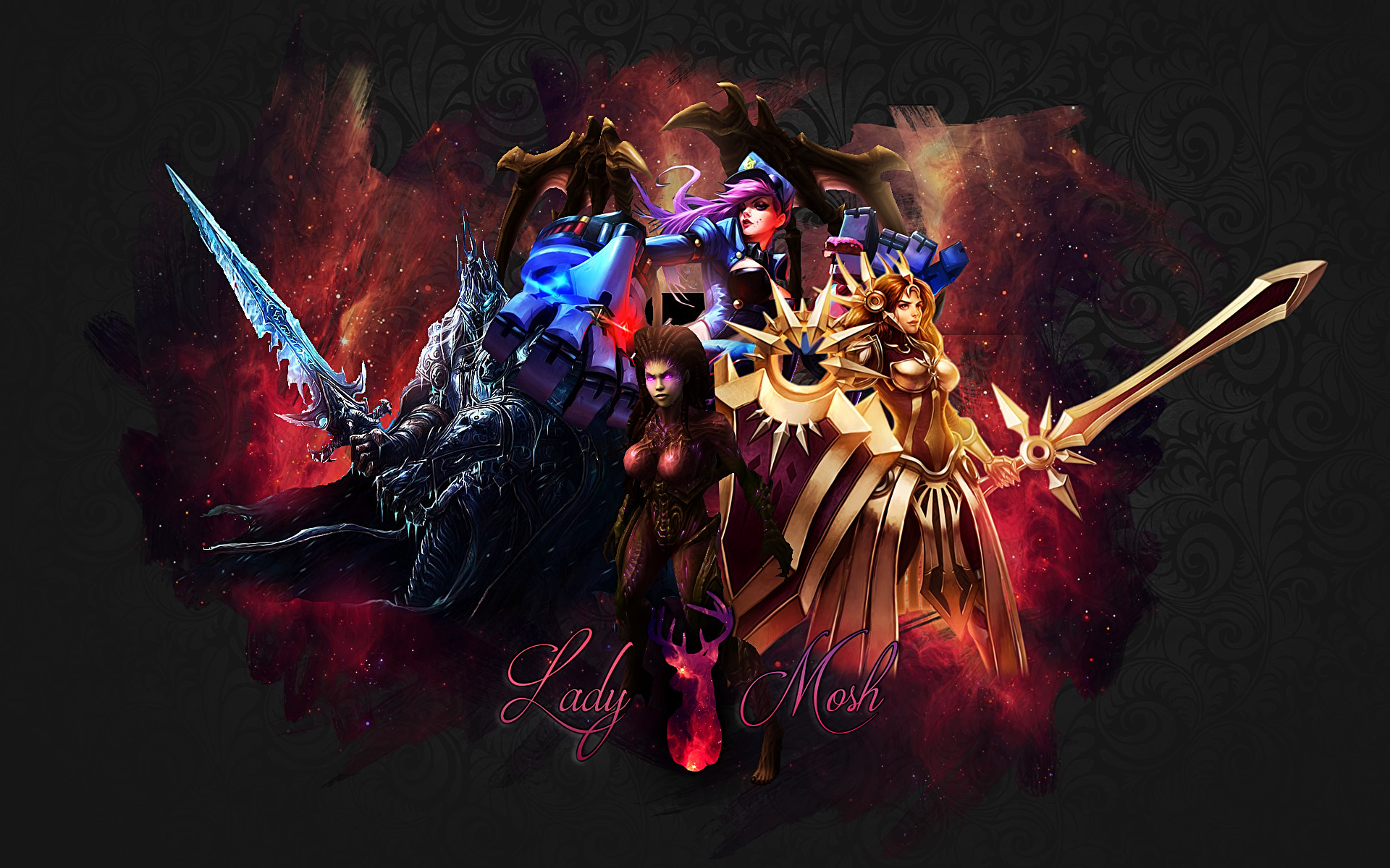 Heroes of the Storm, Kerrigan, Arthas, Fan art, Rosso, 1920x1200, sfondo MacBook Pro