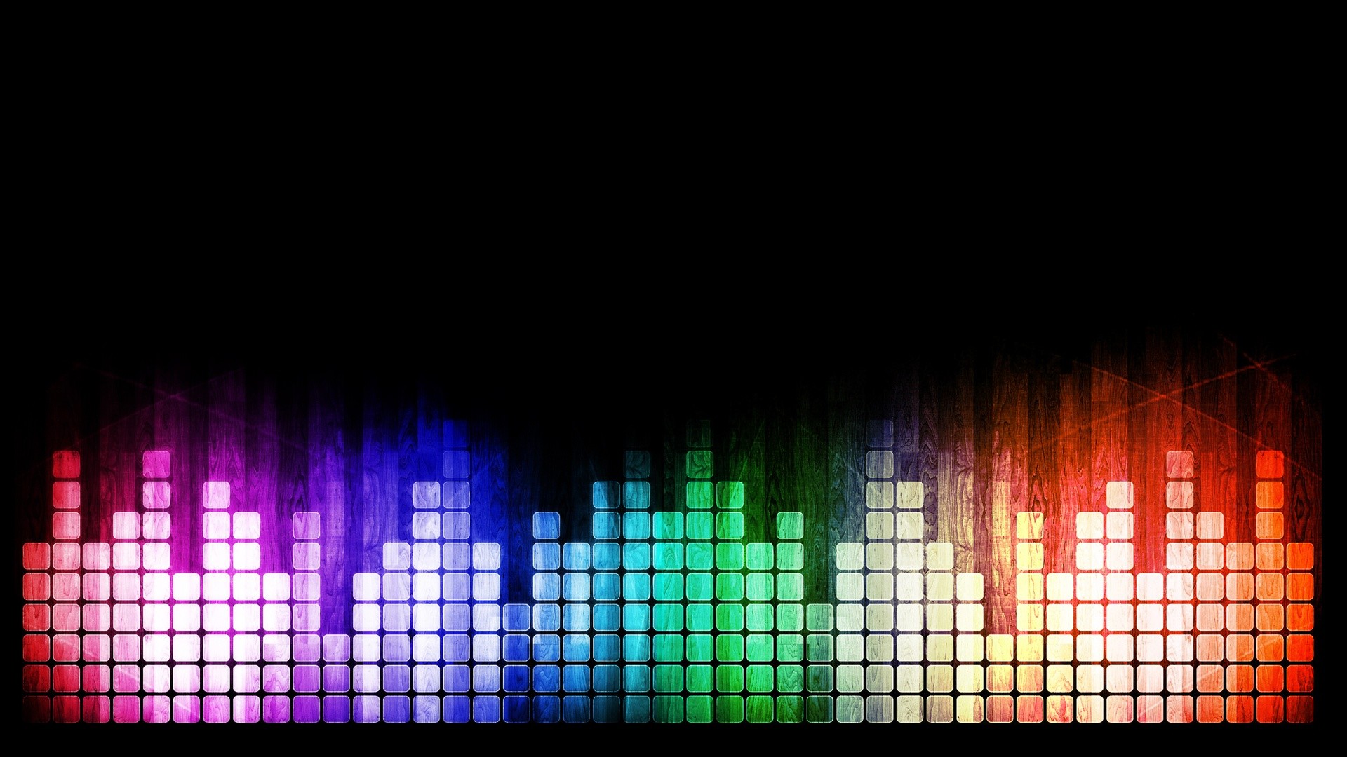 Equalizzatore, Barre audio, Arcobaleno, Sfondo nero, Full HD, wallpaper per computer