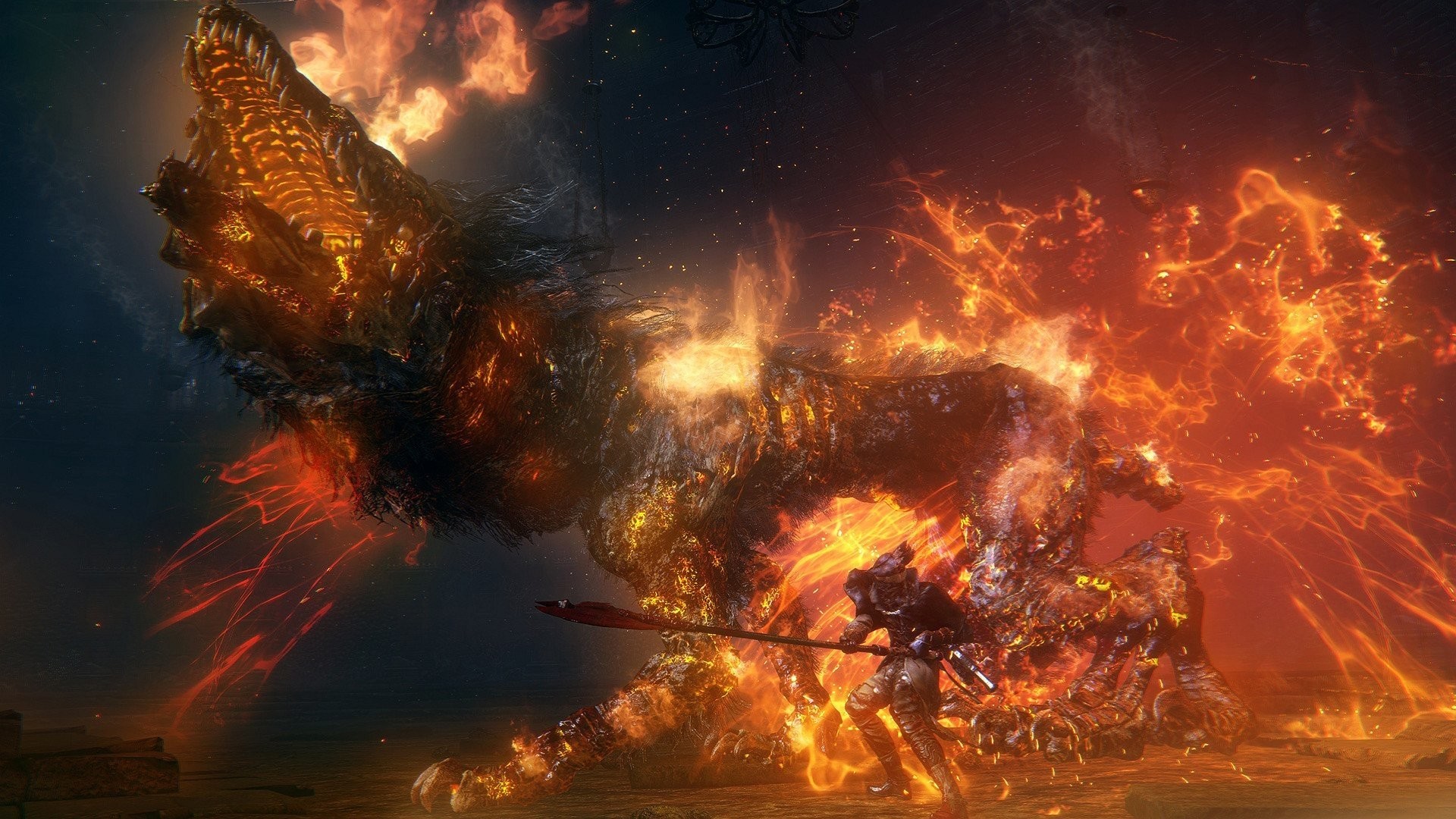 Bloodborne, Bestia infiammata, Combattimento, Fiamme, 1920x1080, immagine di sfondo