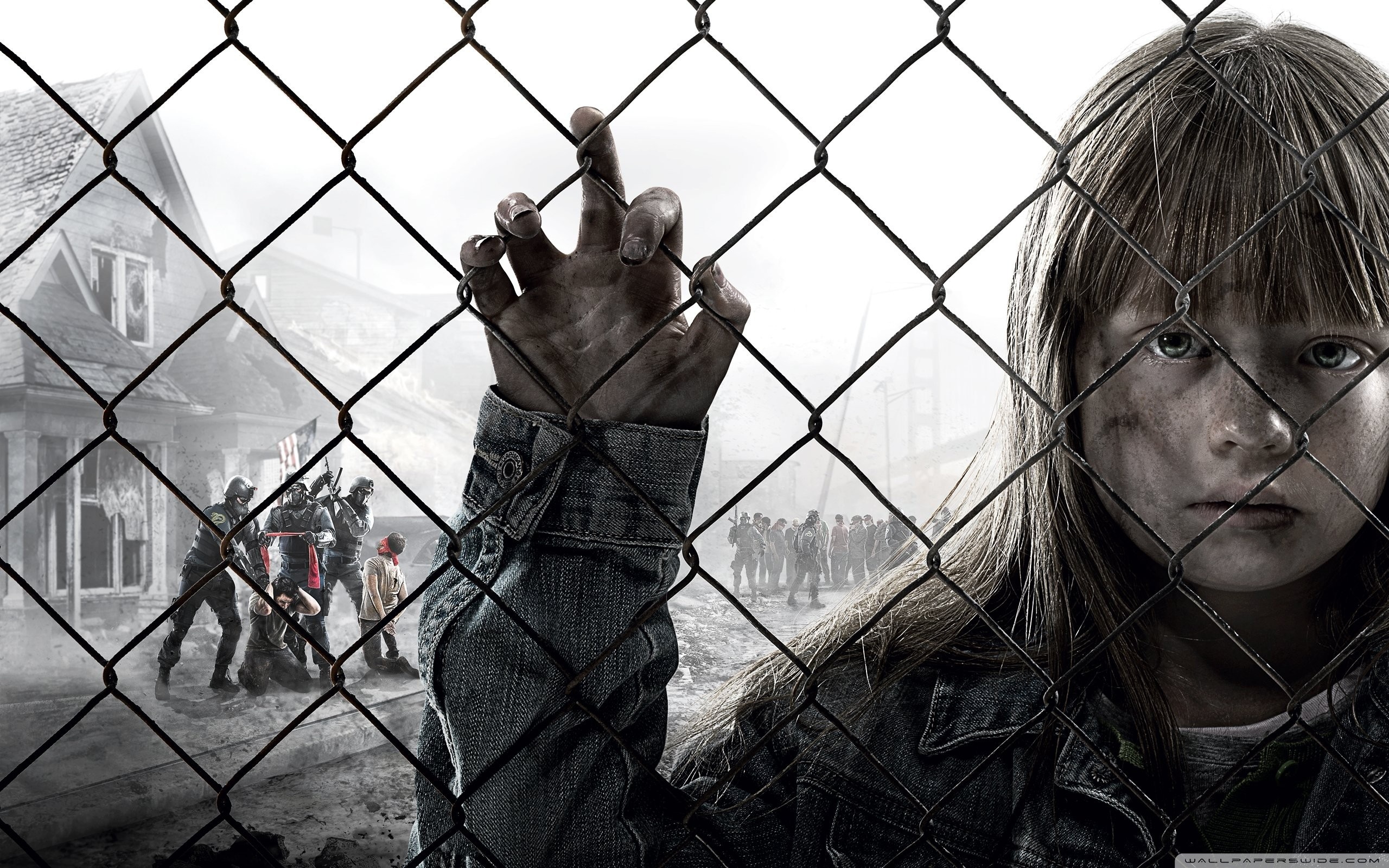 Bambina, Recinzione, Zombie, Apocalisse, 16:10 2K, wallpaper widescreen