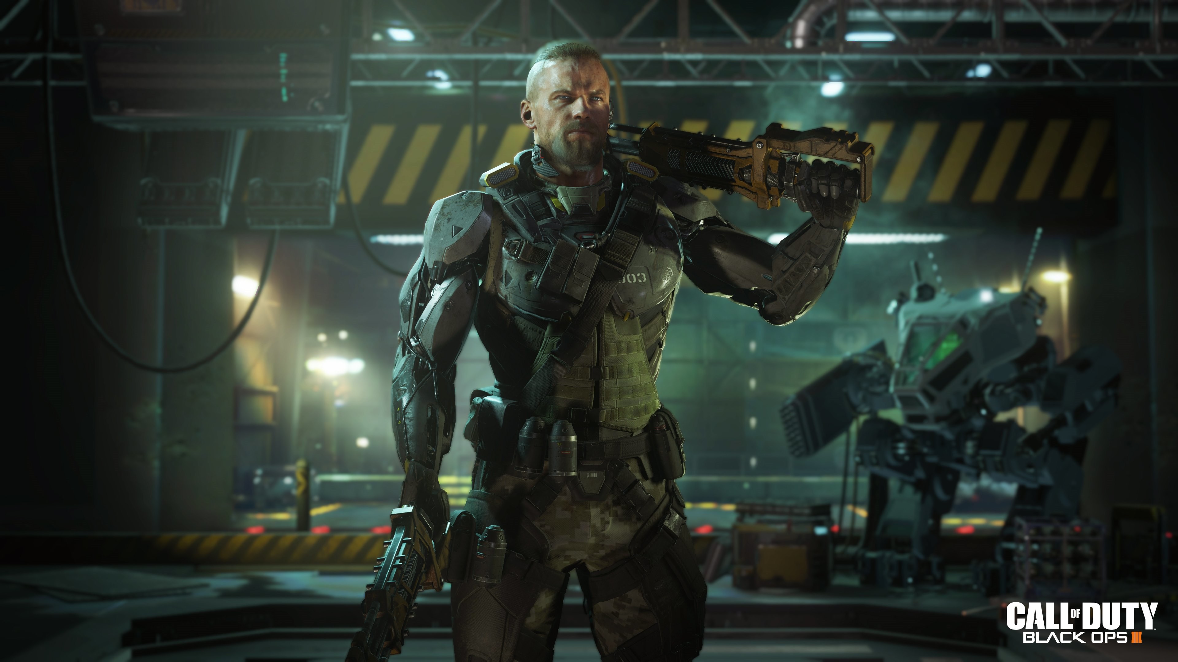 Call of Duty: Black Ops III, Soldato, Fucile, Hangar, 4K 2160p, sfondo desktop