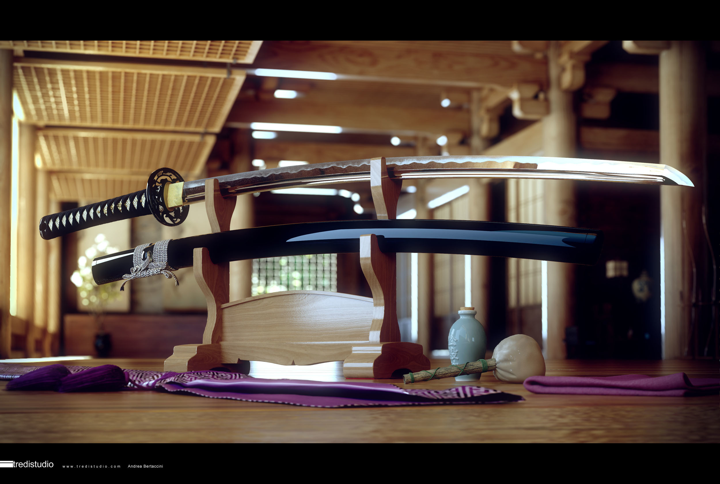 Katana, Supporto per spada, Dojo, Interno, Full HD, sfondo per PC