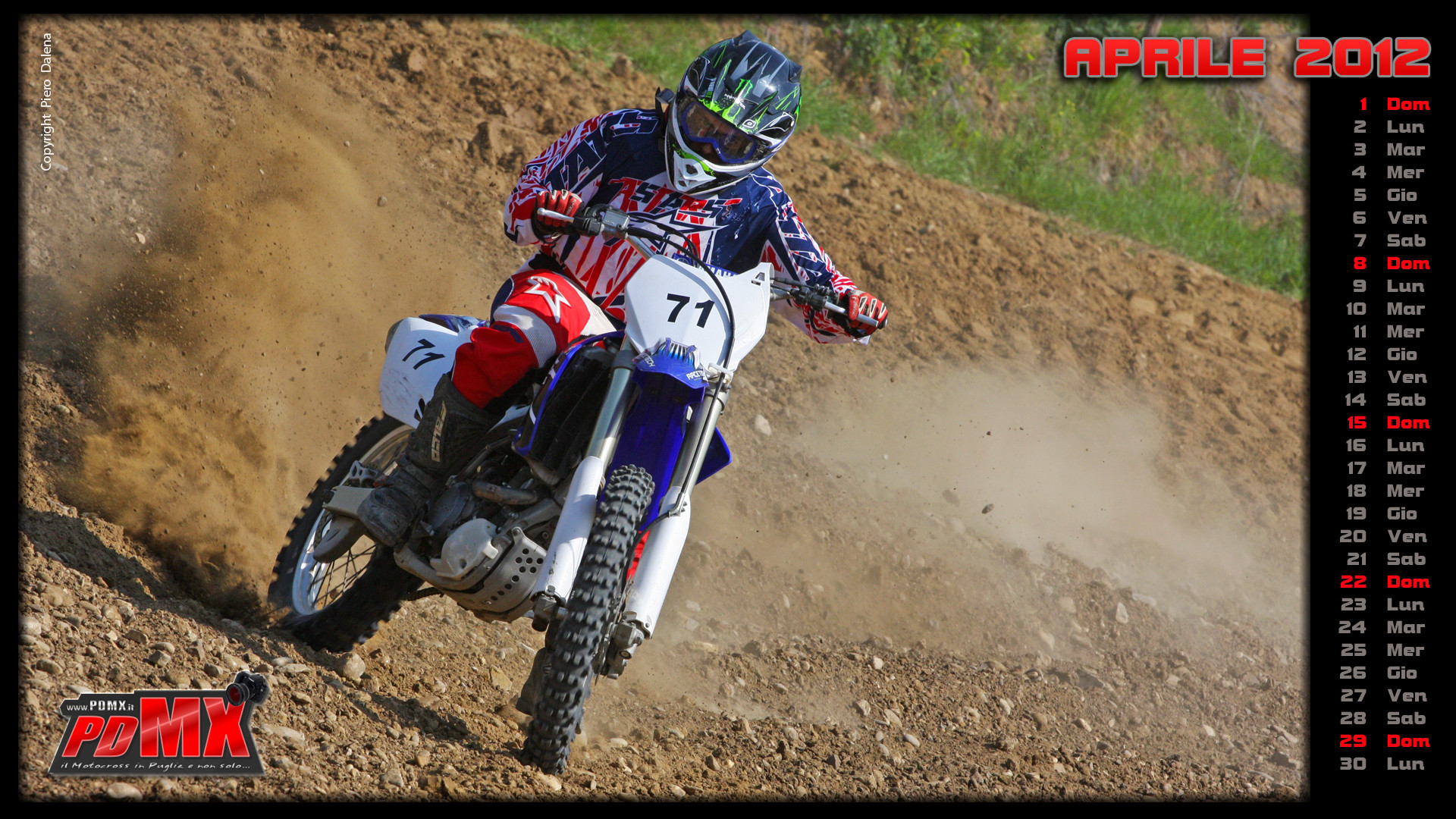 Yamaha YZ, Motocross, Calendario, Aprile 2012, Polvere, Full HD, sfondo per PC