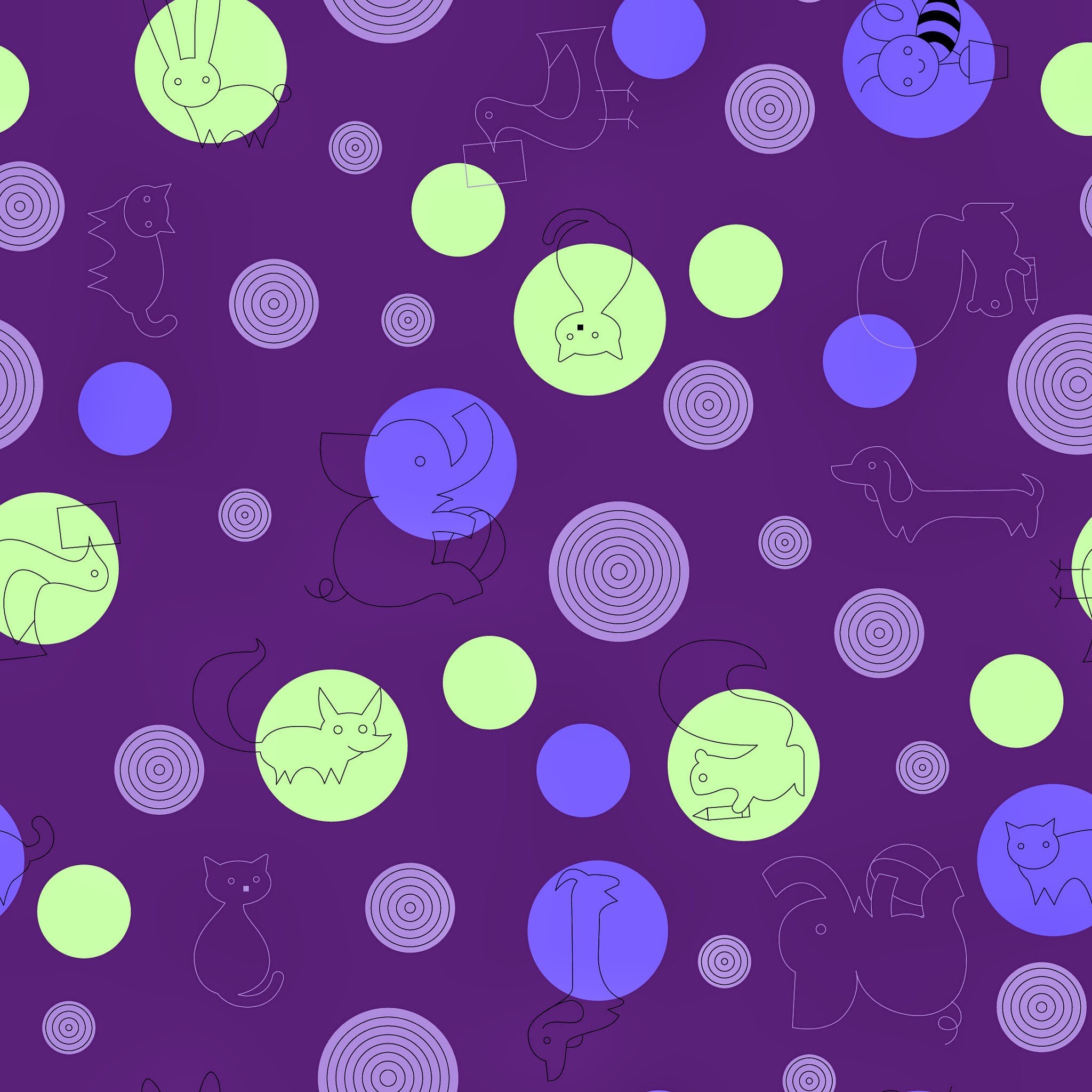 Pois, Animaletti, Motivo, Viola, sfondo per iPad e tablet