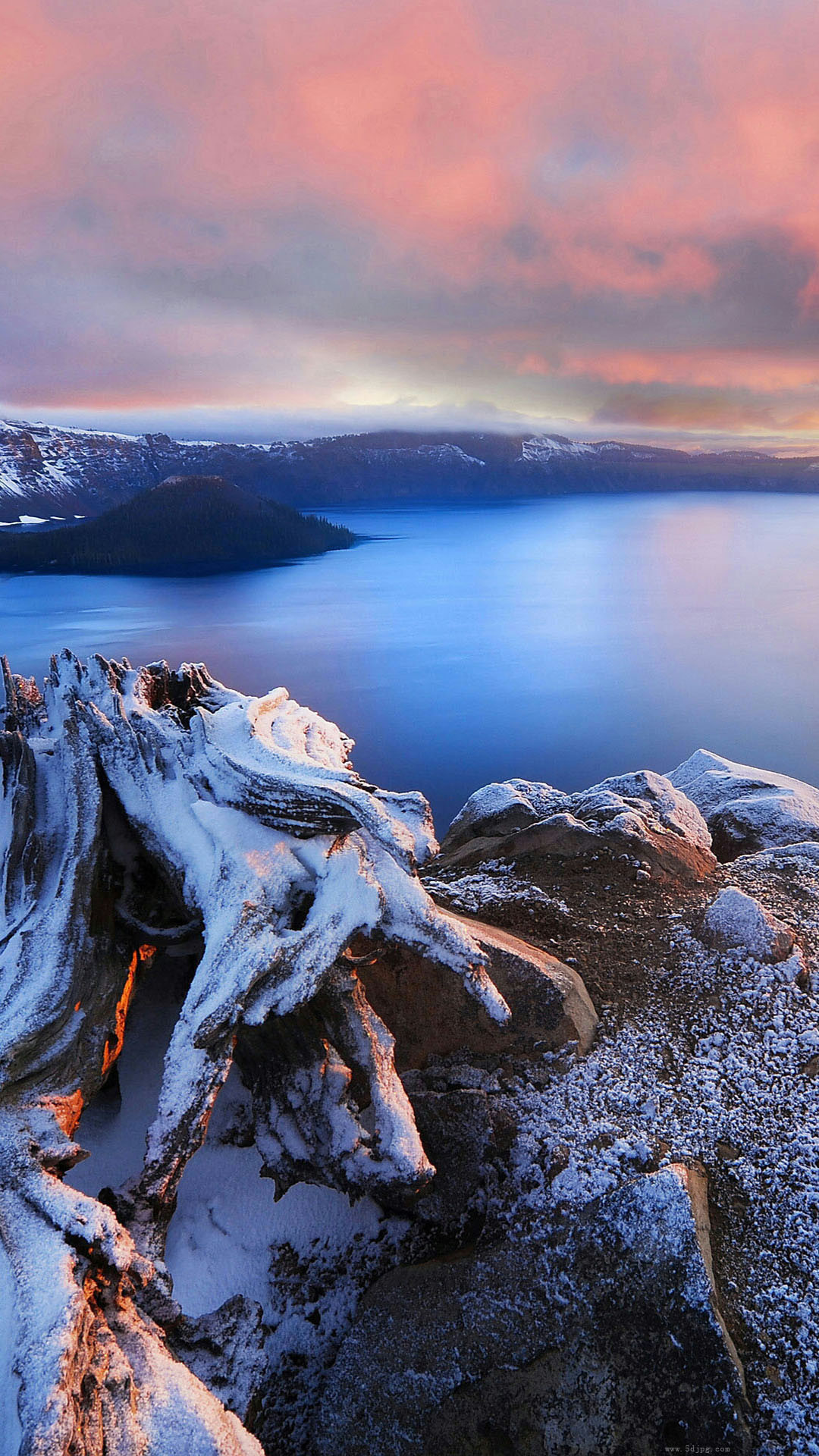 Tronco, Lago, Montagne, Tramonto, Full HD, schermata di blocco Huawei P9
