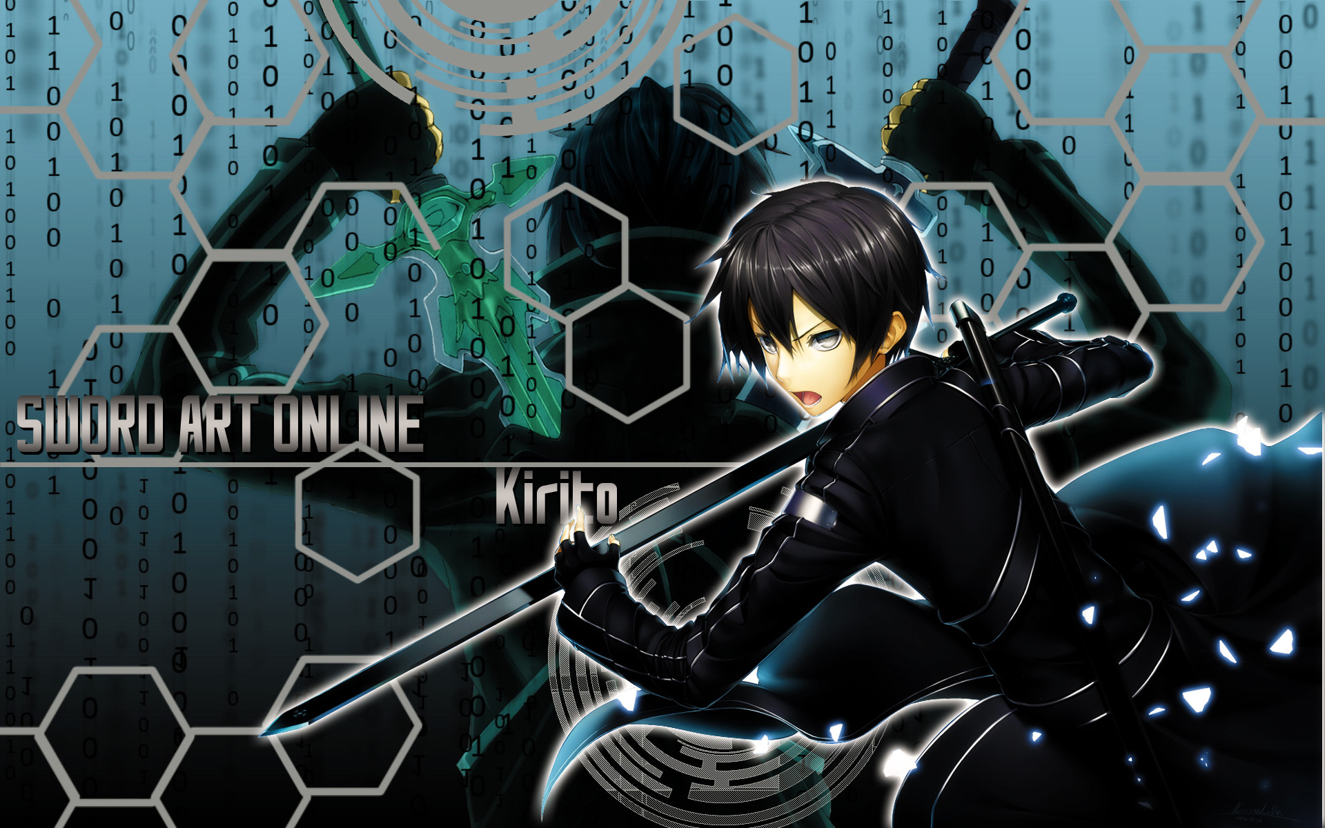Kirito, Sword Art Online, Esagoni, Codice binario, 1920x1200, immagine di sfondo