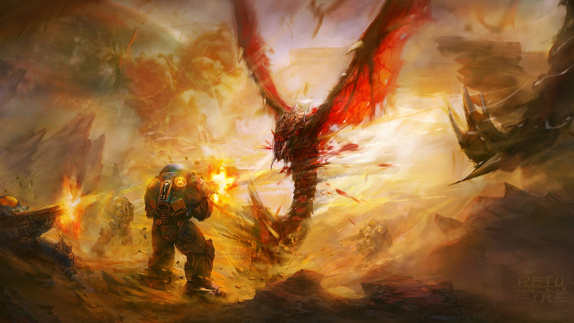 StarCraft II, Marine terrestre, Zerg, Battaglia, 1920x1080, immagine di sfondo