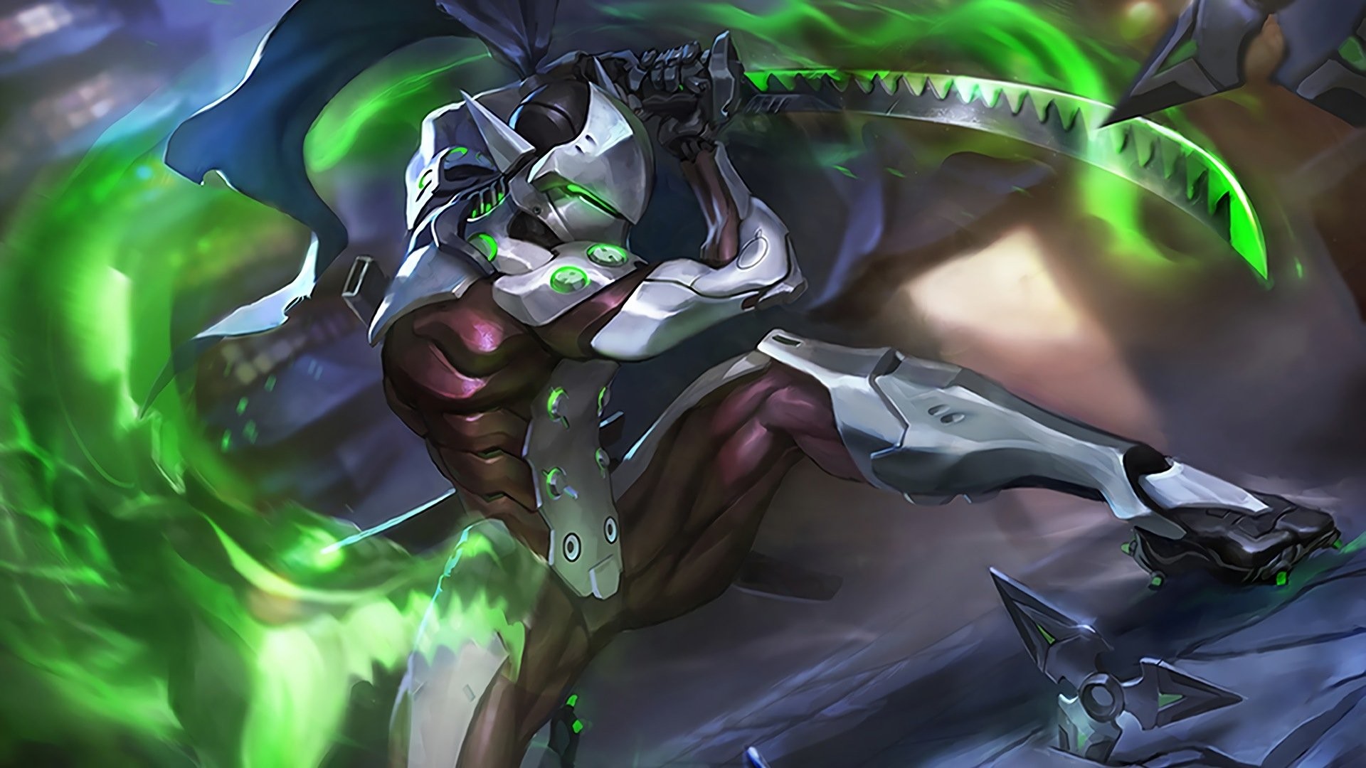 Genji, Overwatch, Dragonblade, Arte digitale, Full HD, sfondo Windows 11