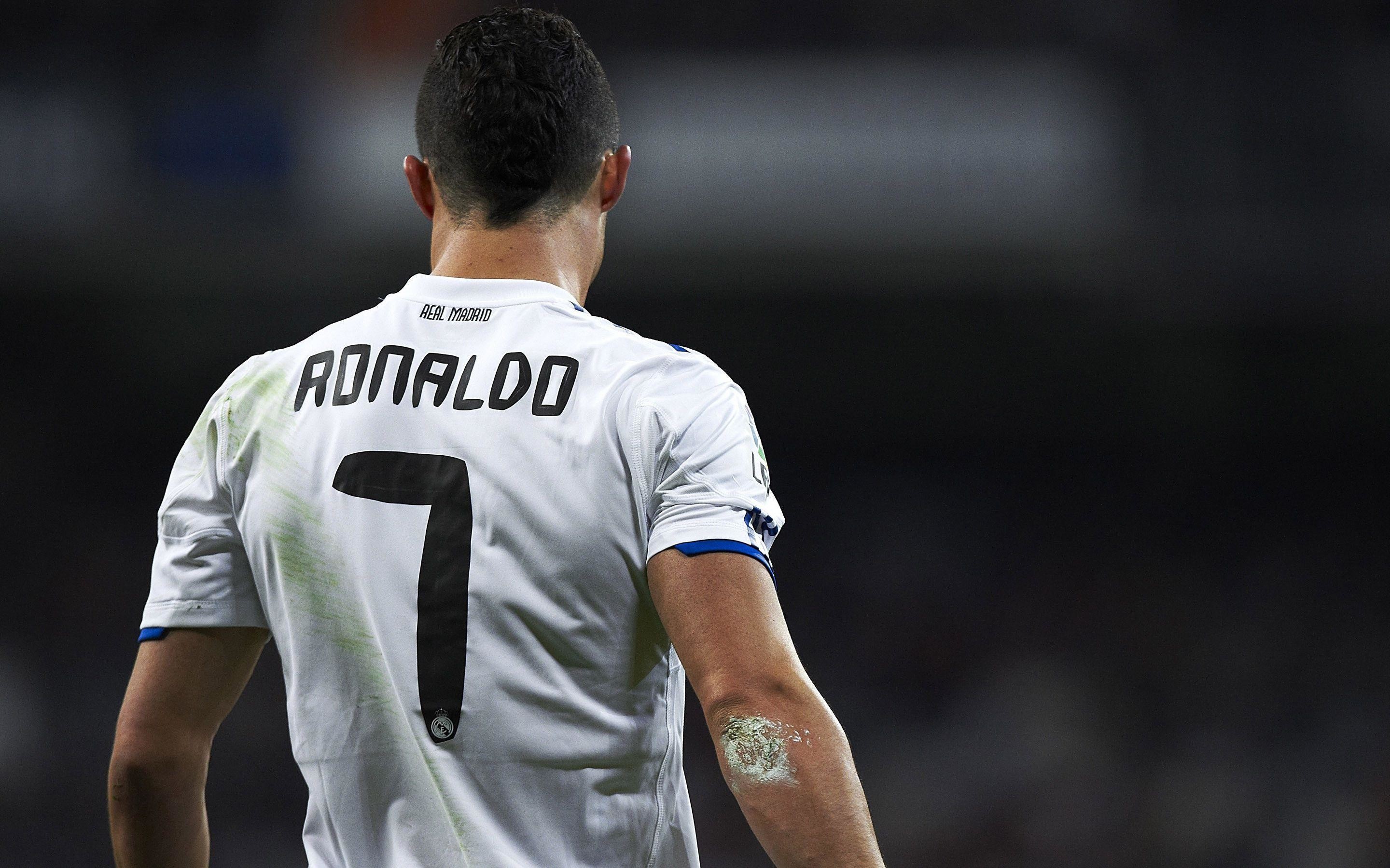Cristiano Ronaldo, Real Madrid, Numero 7, Di spalle, 16:10 2K, sfondo widescreen
