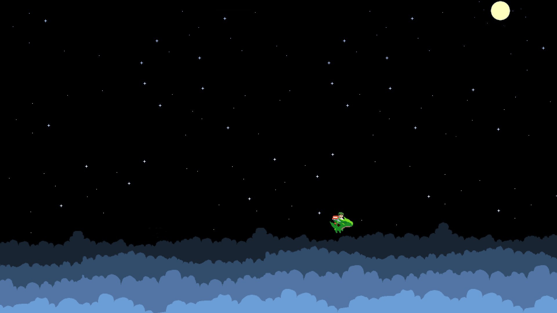 Pixel art, Cielo stellato, Nuvole, Notte, Full HD, wallpaper per computer