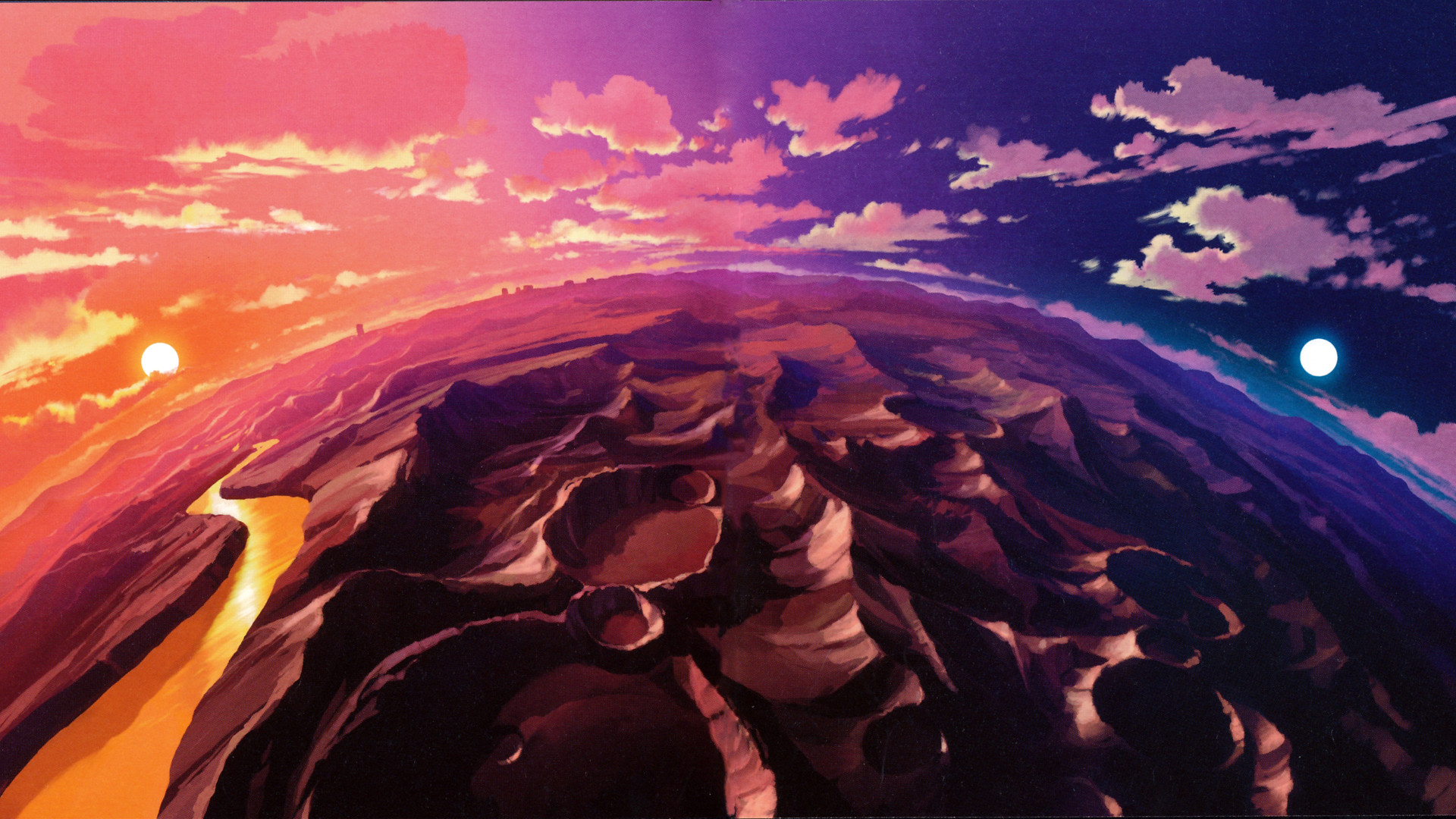 Gurren Lagann, Pianeta, Tramonto, Lava, 1920x1080, wallpaper desktop