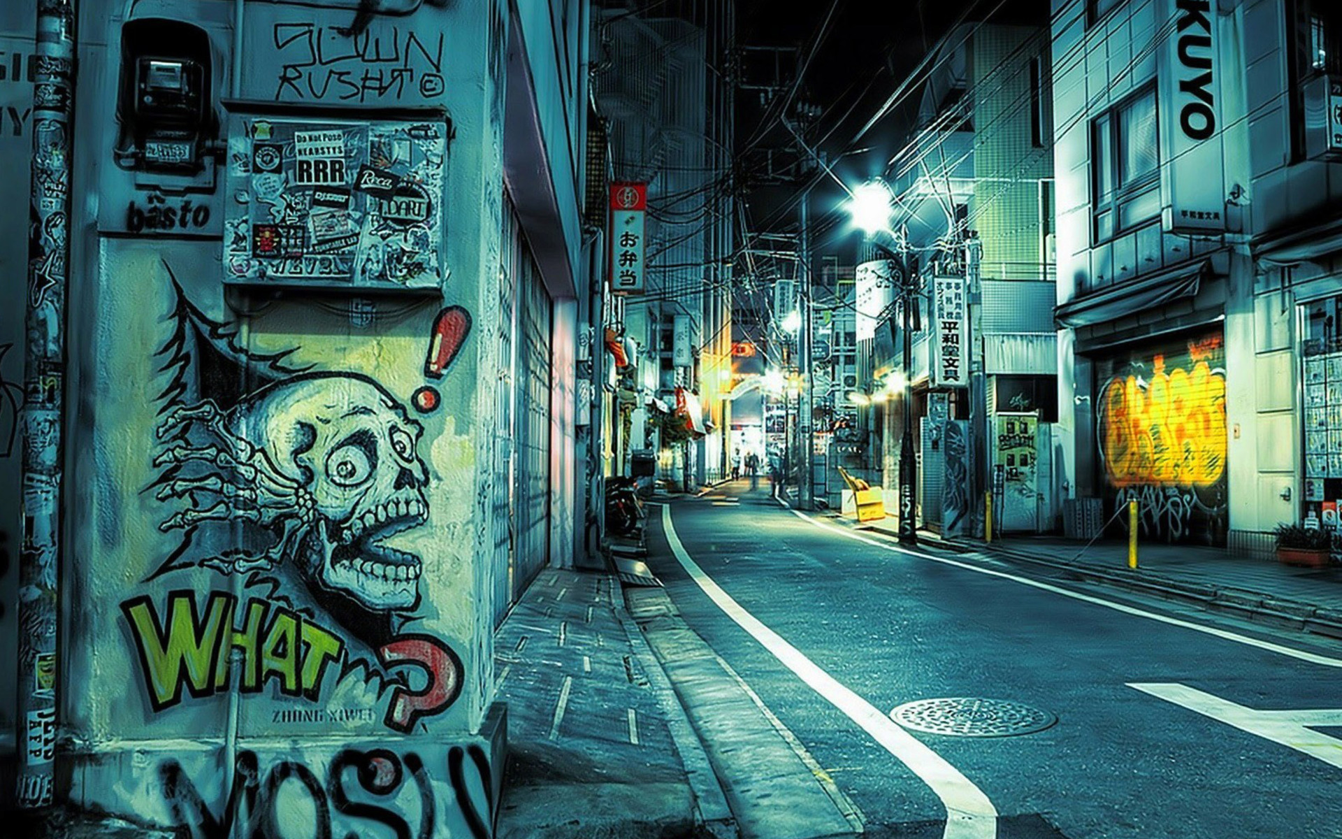 Tokyo, Graffiti, Strada, Notte, 1920x1200, sfondo per PC