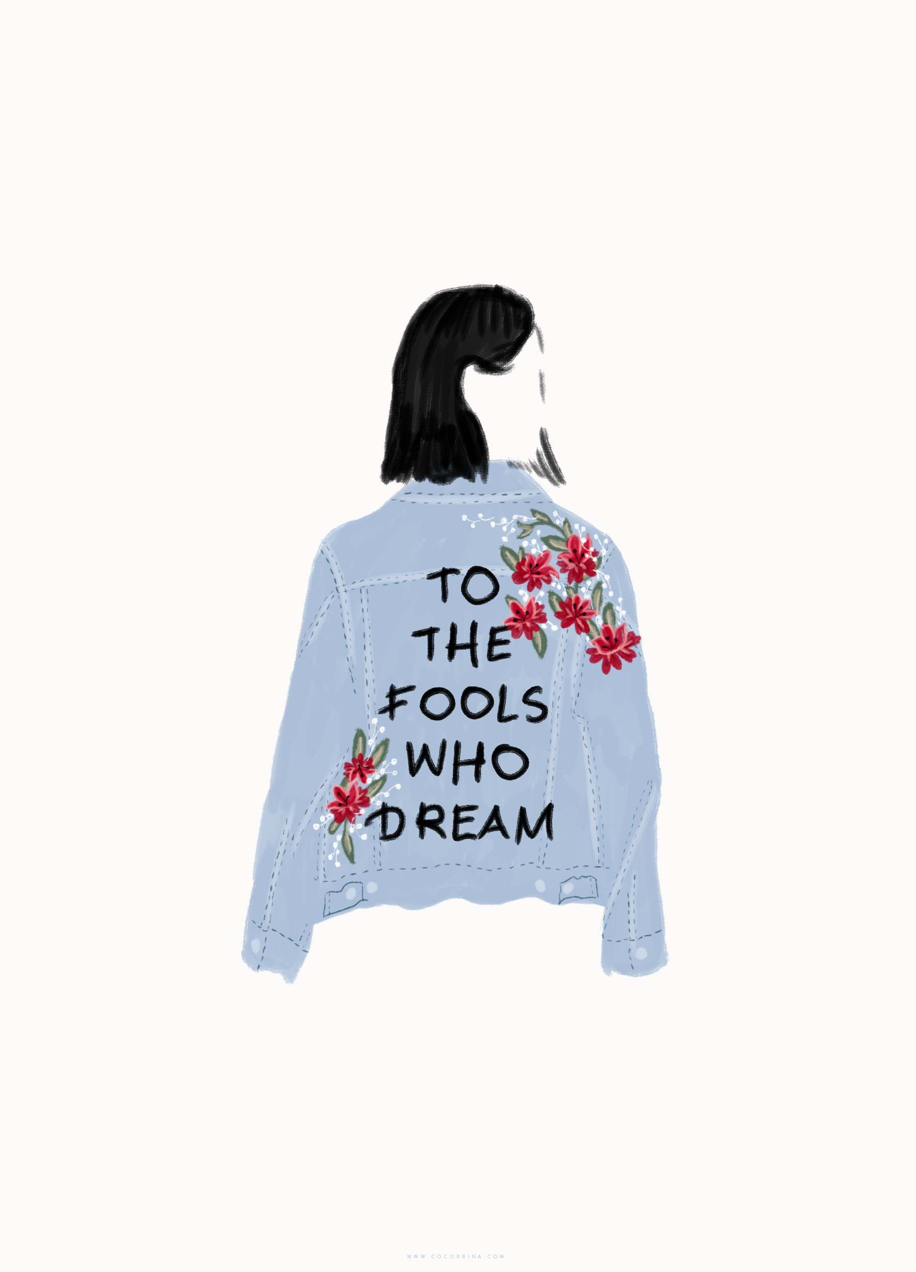 La La Land, To the Fools Who Dream, Giacca di jeans, Illustrazione minimal, sfondo per iPad