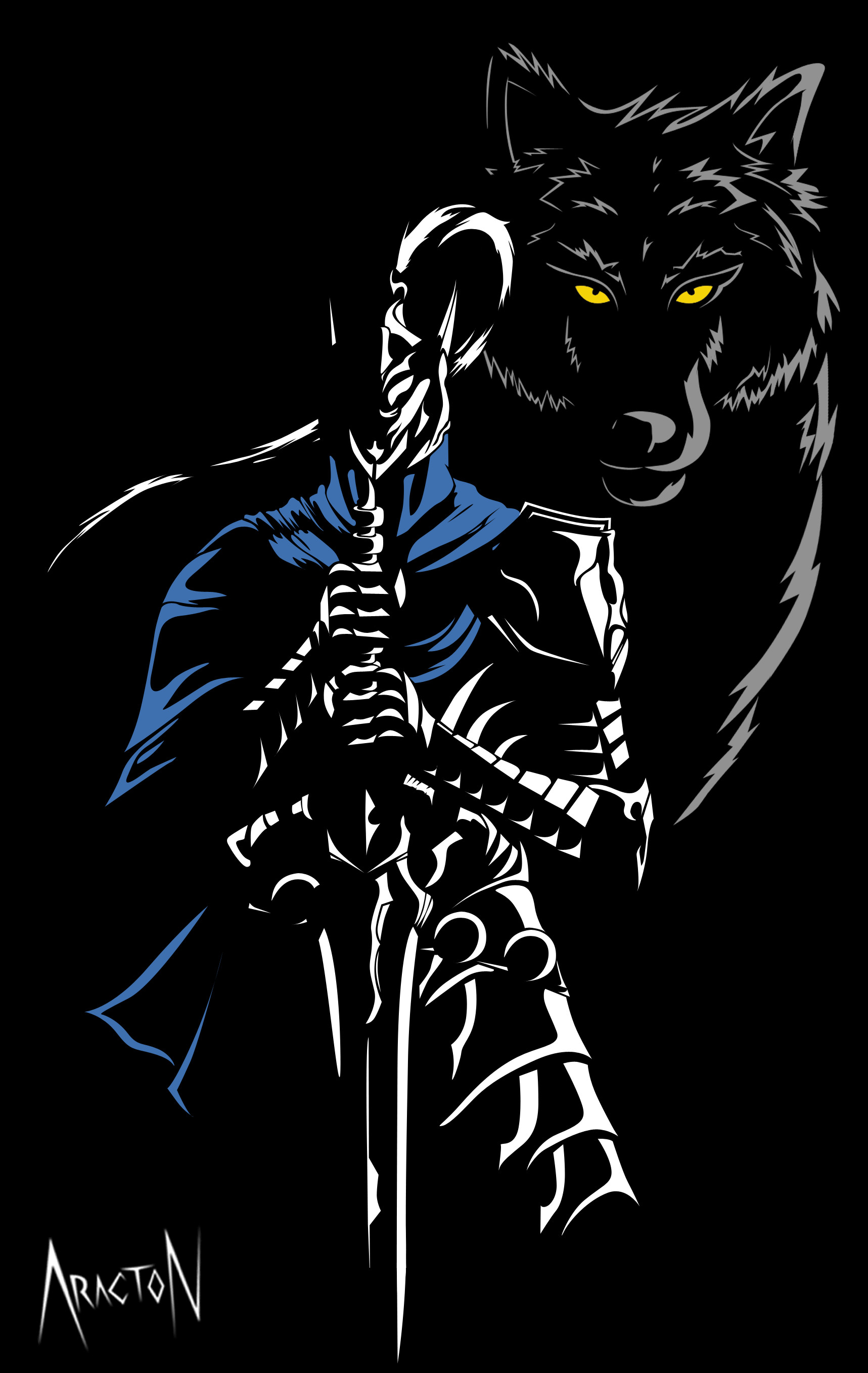 Artorias, Sif, Dark Souls, Line art, Verticale, QHD+, sfondo per smartphone