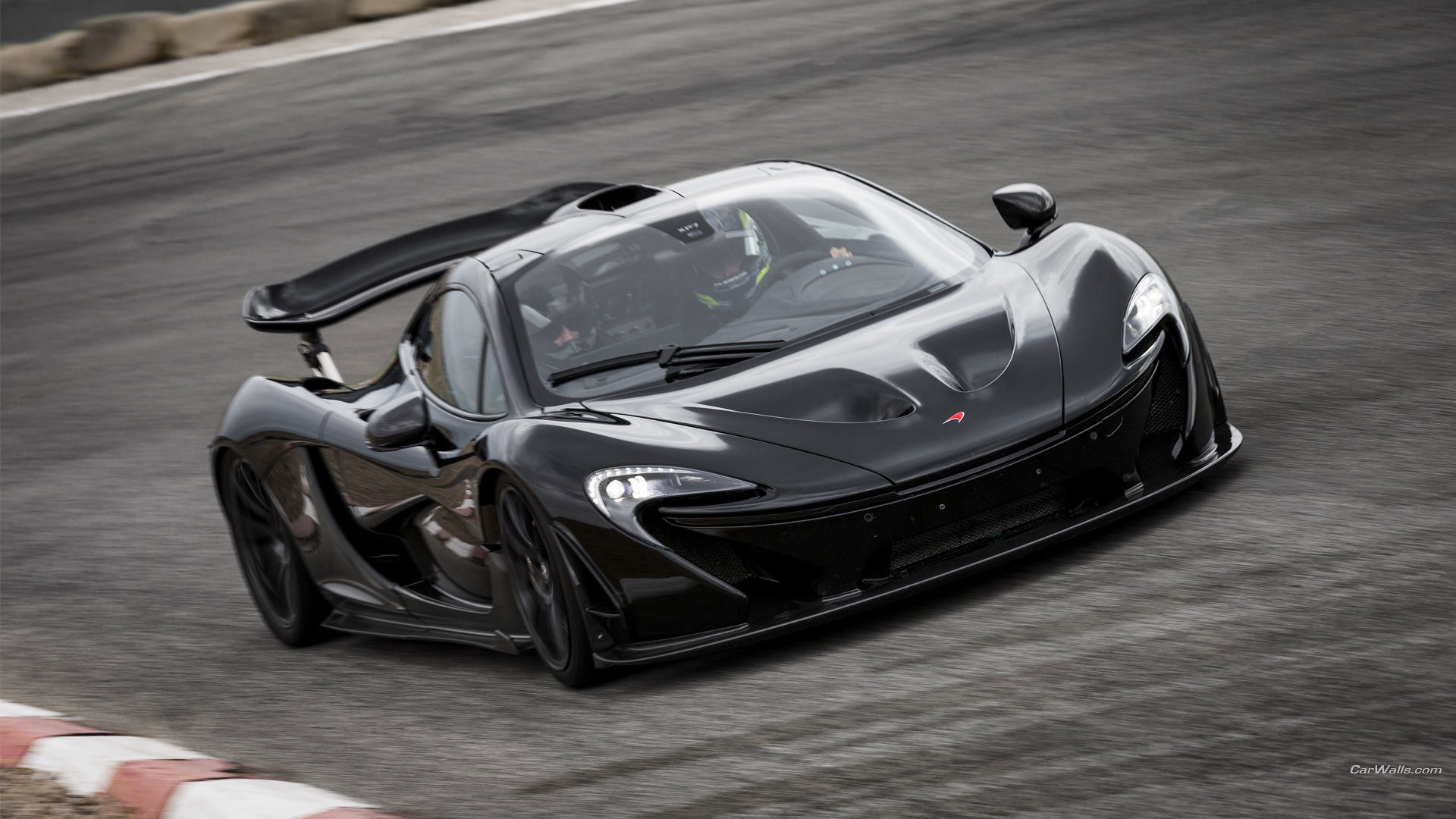 McLaren P1, Nero, Pista, Mosso, 1920x1080, wallpaper desktop
