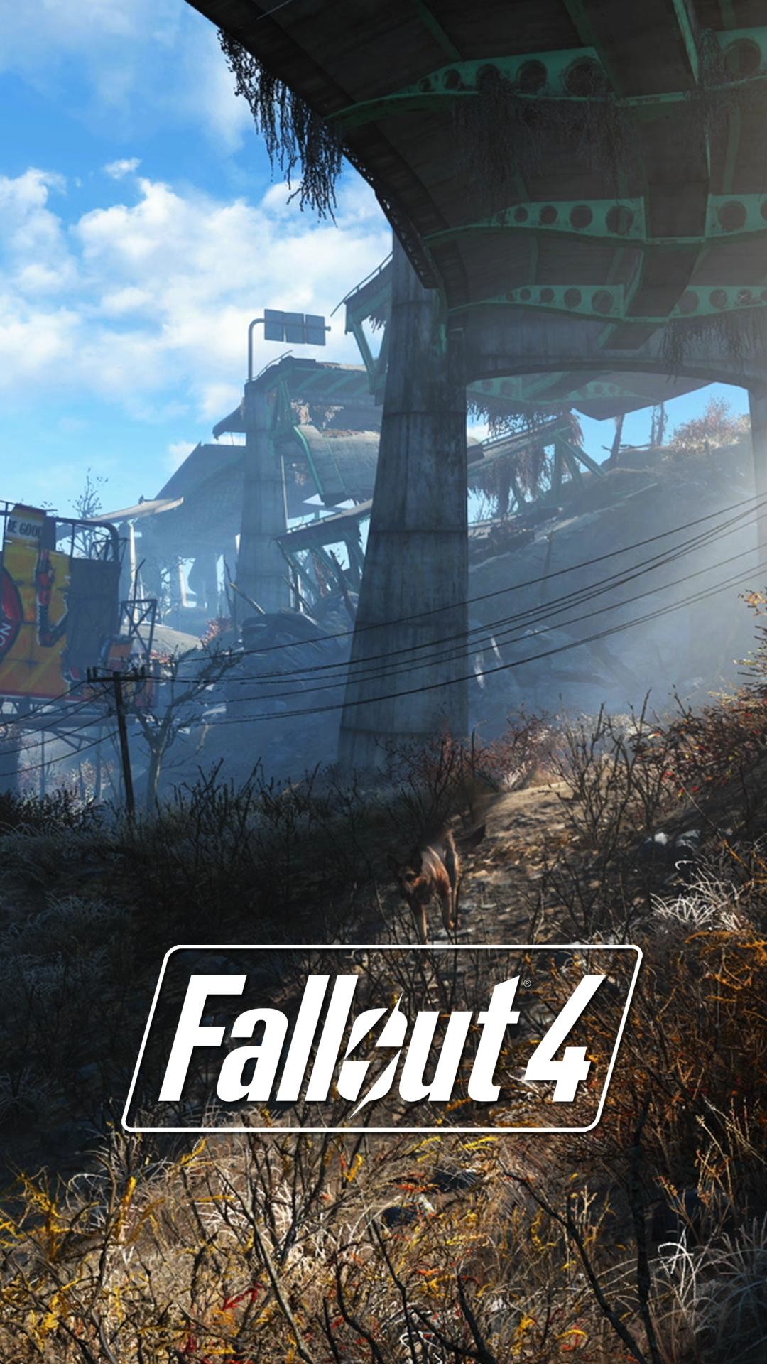 Fallout 4, Logo, Rovine, Cielo, Full HD, schermata di blocco del cellulare
