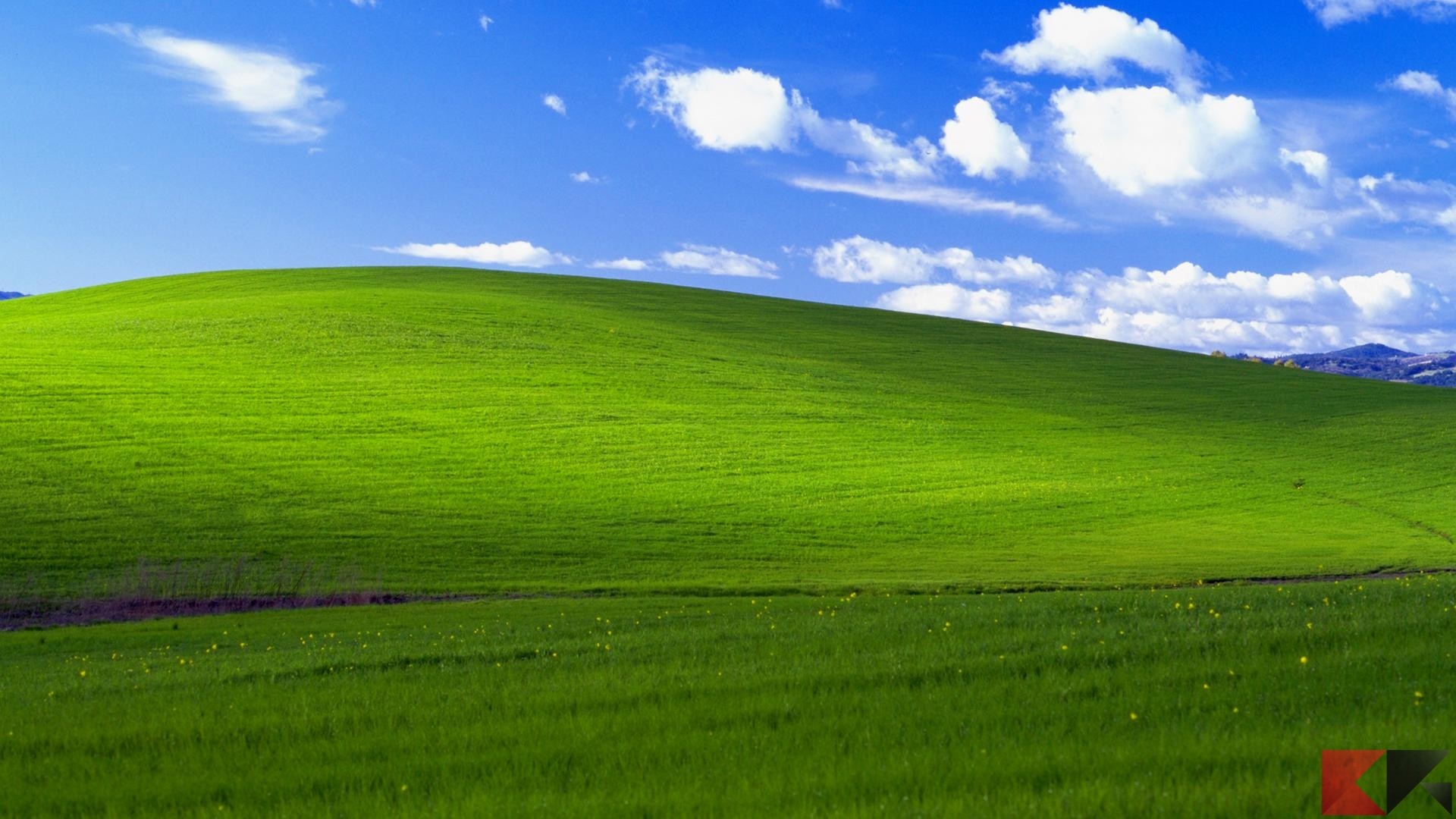 Bliss, Windows XP, Collina verde, Cielo azzurro, Nuvole, Full HD, sfondo desktop