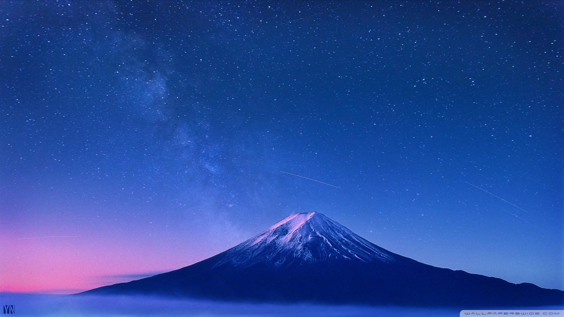 Via Lattea, Monte Fuji, Giappone, Crepuscolo, 1920x1080, immagine di sfondo