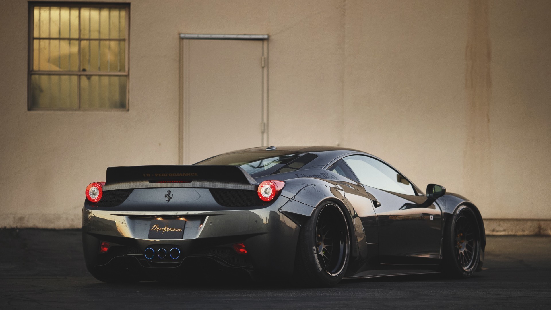 Ferrari 458 Italia, Ferrari, Vista posteriore, Nero, Full HD, sfondo per PC