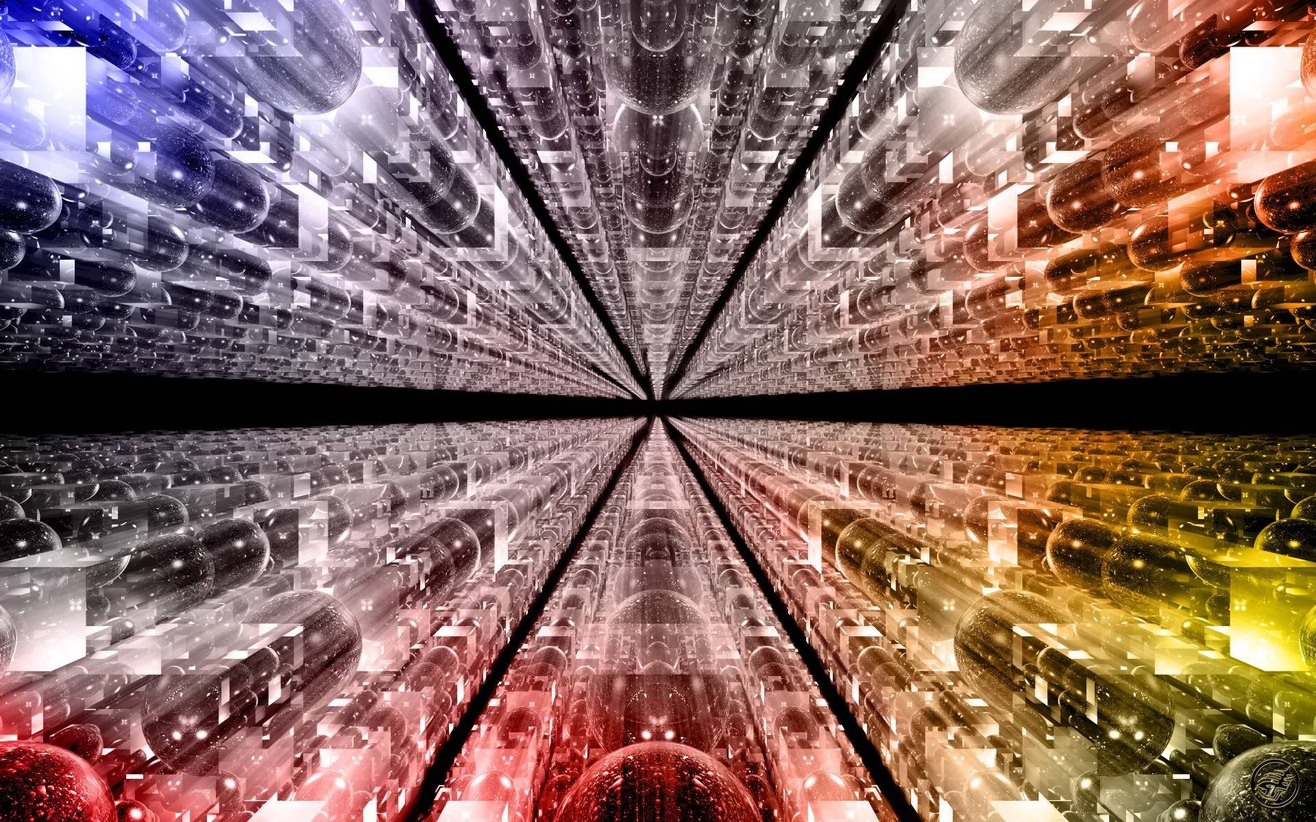 Tunnel digitale, Prospettiva, Luci colorate, 1920x1200, sfondo per PC