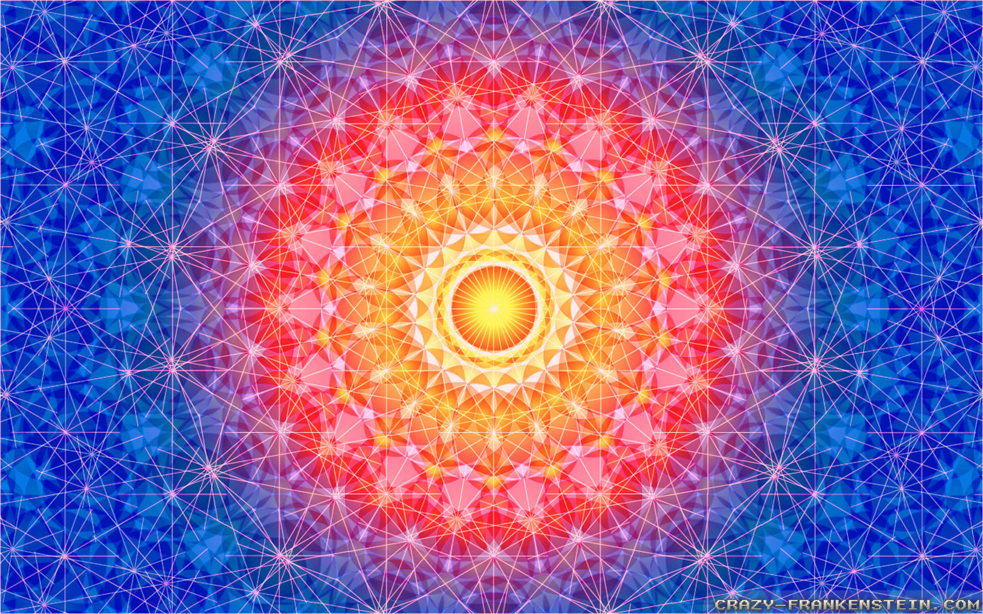 Mandala, Geometria sacra, Fiore della vita, Blu, Arancione, 1920x1200, sfondo per PC