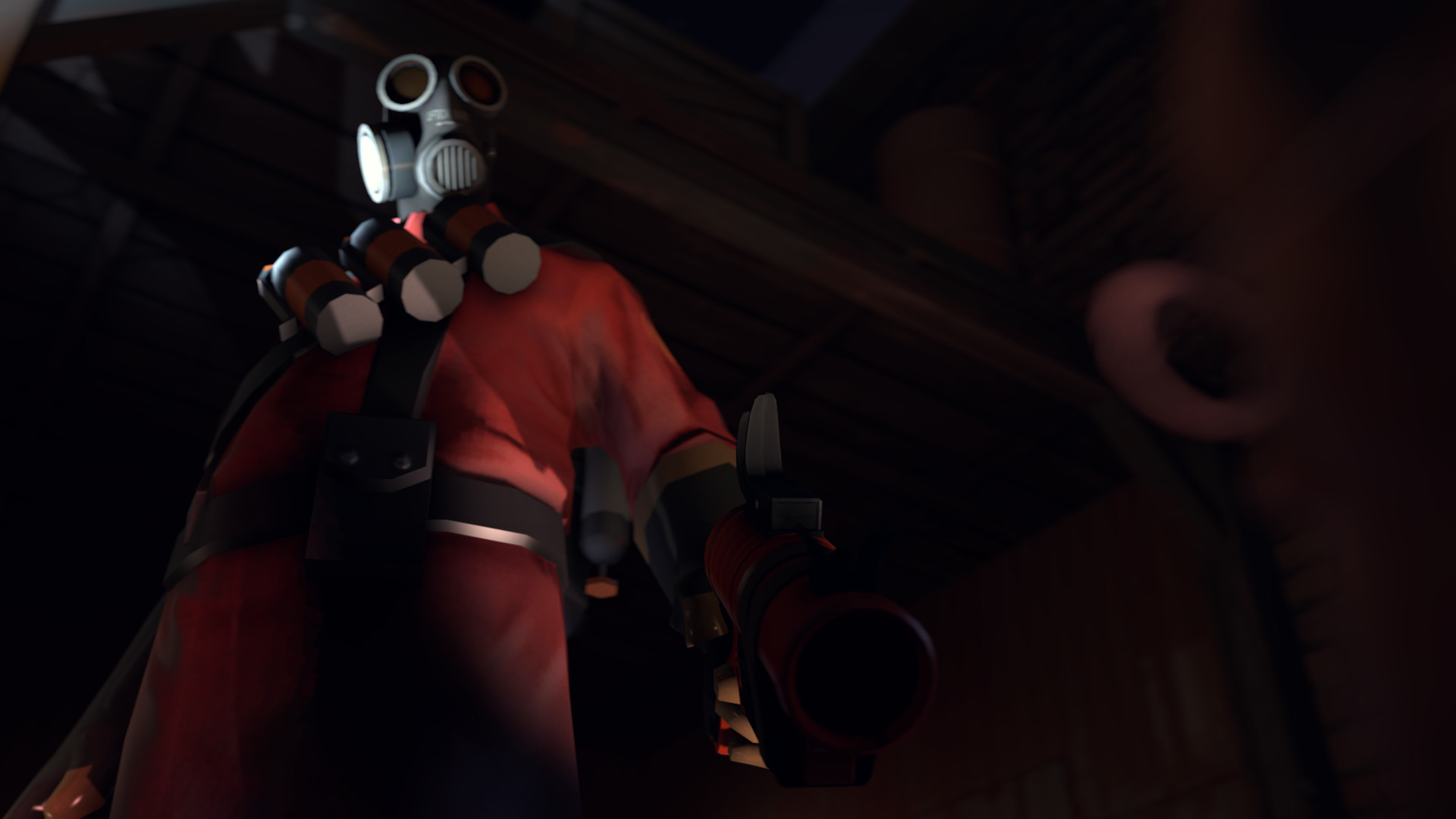 Pyro, Team Fortress 2, Maschera antigas, Rosso, Full HD 1080p, sfondo desktop