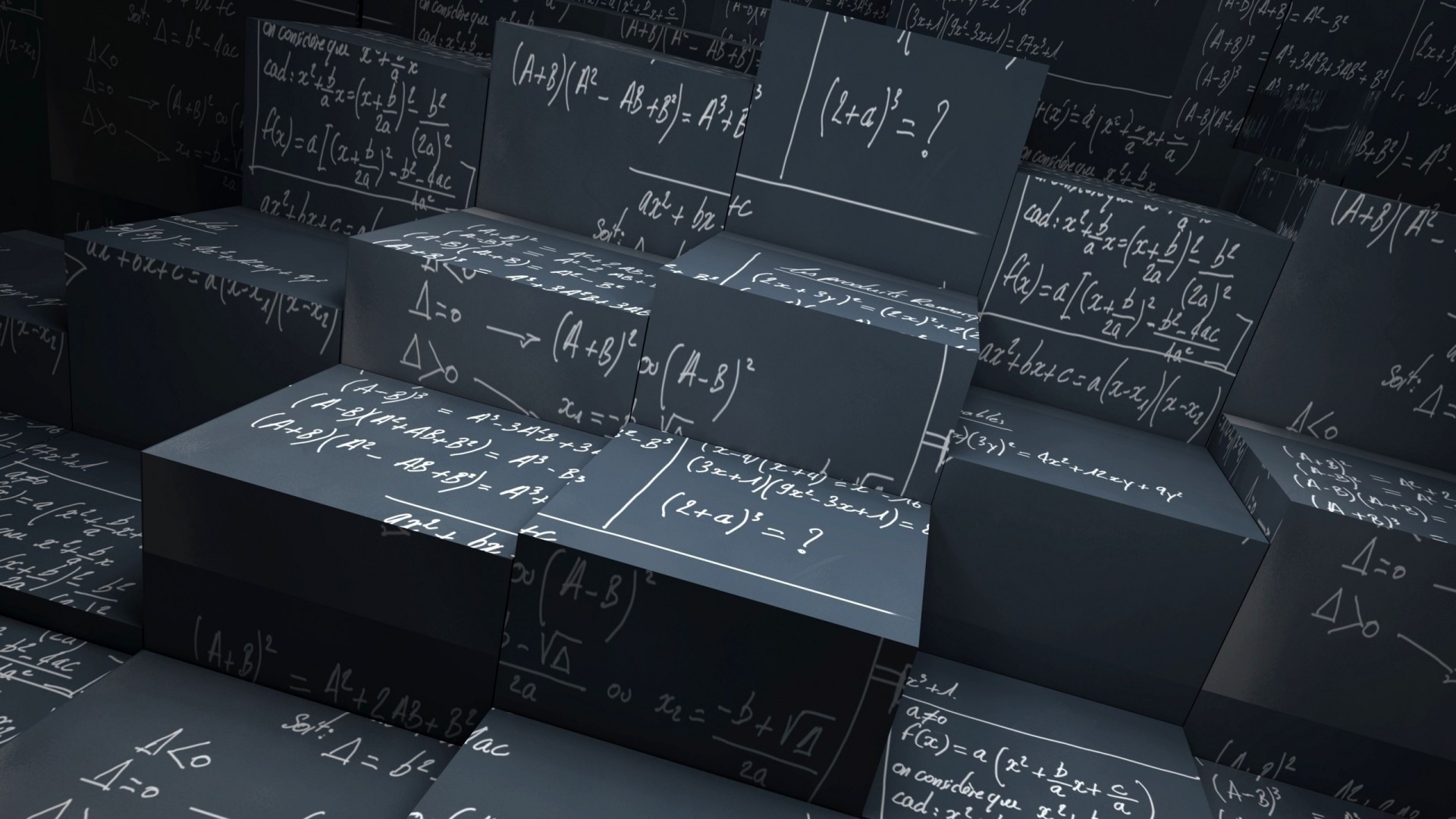 Cubi, Formule matematiche, Lavagna, Arte 3D, Full HD 1080p, sfondo desktop