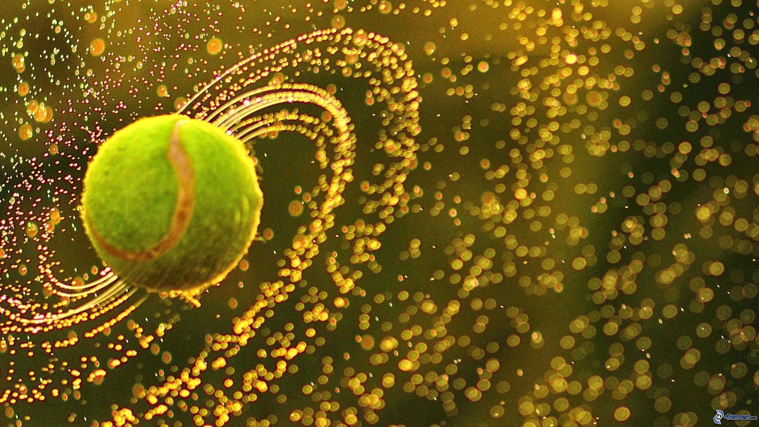 Pallina da tennis, Particelle, Arte digitale, Oro, 16:9 2K, sfondo widescreen